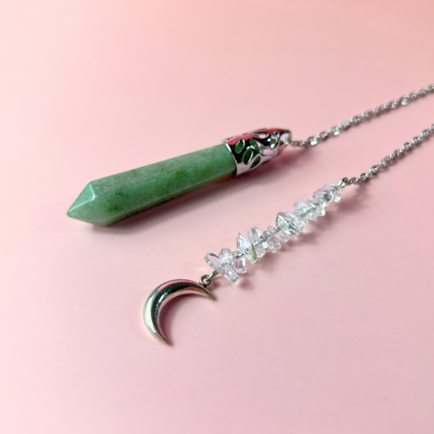 Pendule Lune aventurine et quartz