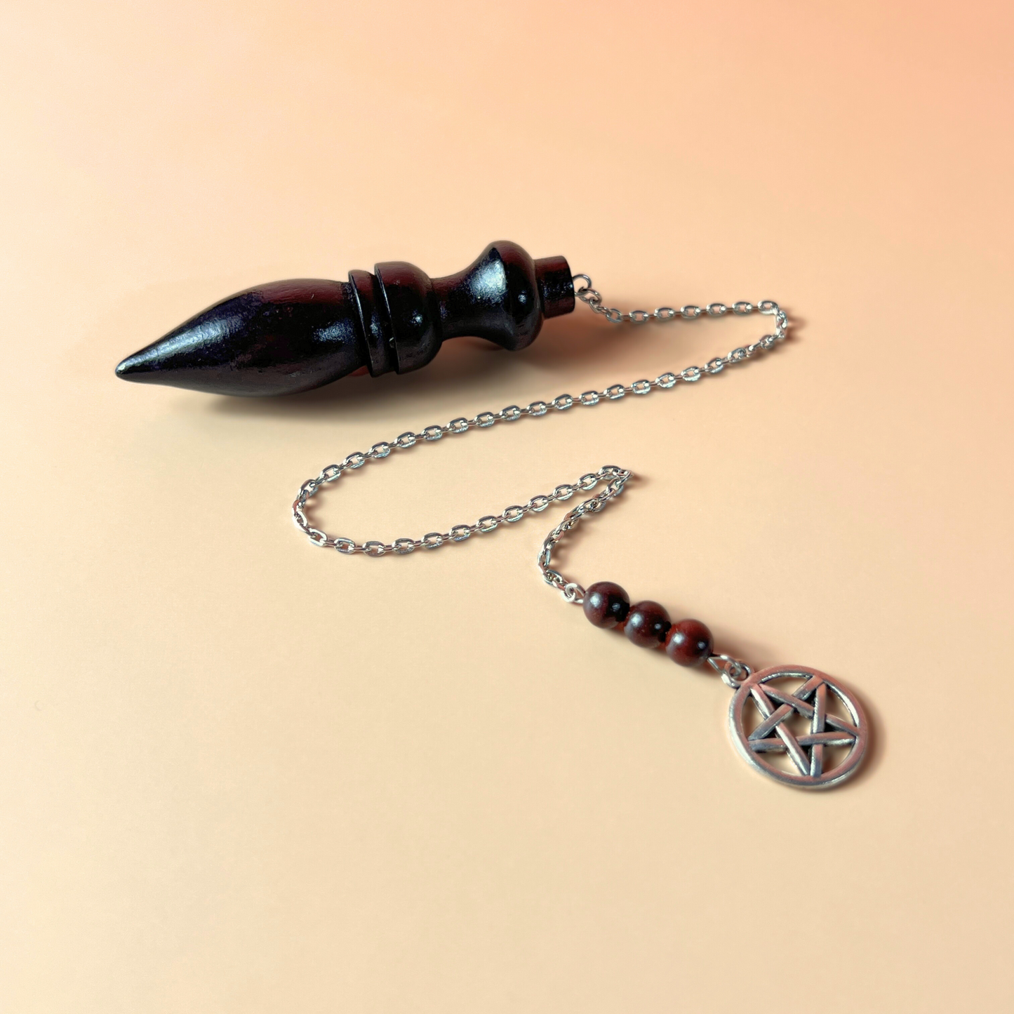 Coconut wood pentacle dowsing pendulum for divination Baguette Magick