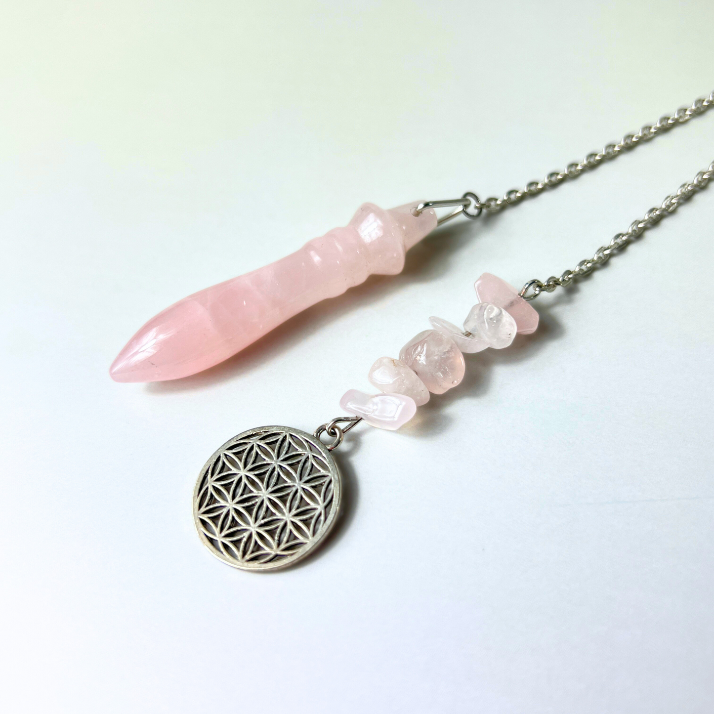 Egyptian Thot pendulum rose quartz and flower of life Baguette Magick