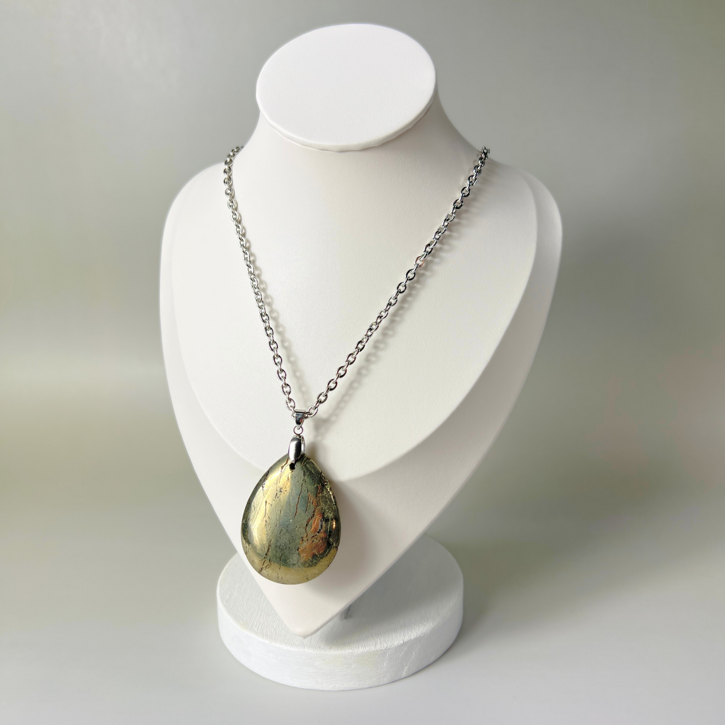 Teardrop Iron Pyrite gemstone necklace Baguette Magick
