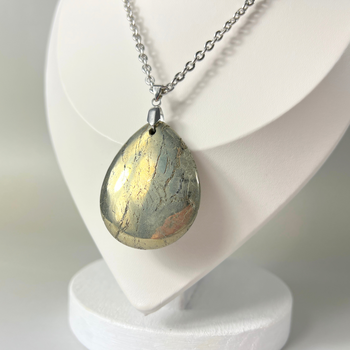 Teardrop Iron Pyrite gemstone necklace Baguette Magick