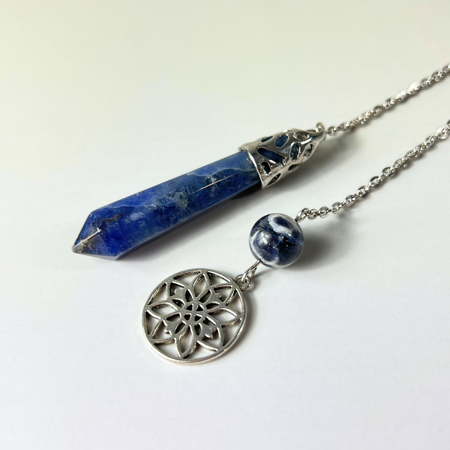 Sodalite and floral mandala pendulum Baguette Magick