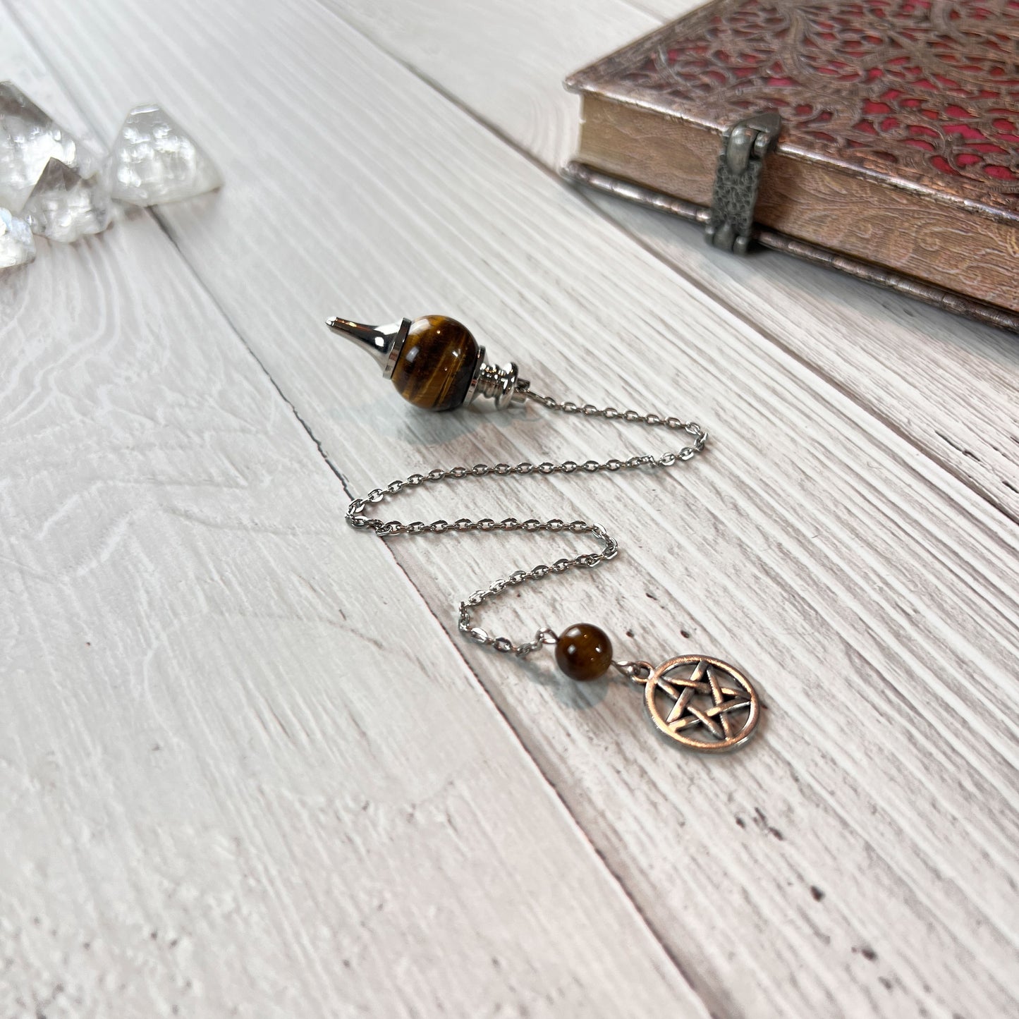 Tiger eye and pentacle Sephoroton dowsing pendulum Baguette Magick
