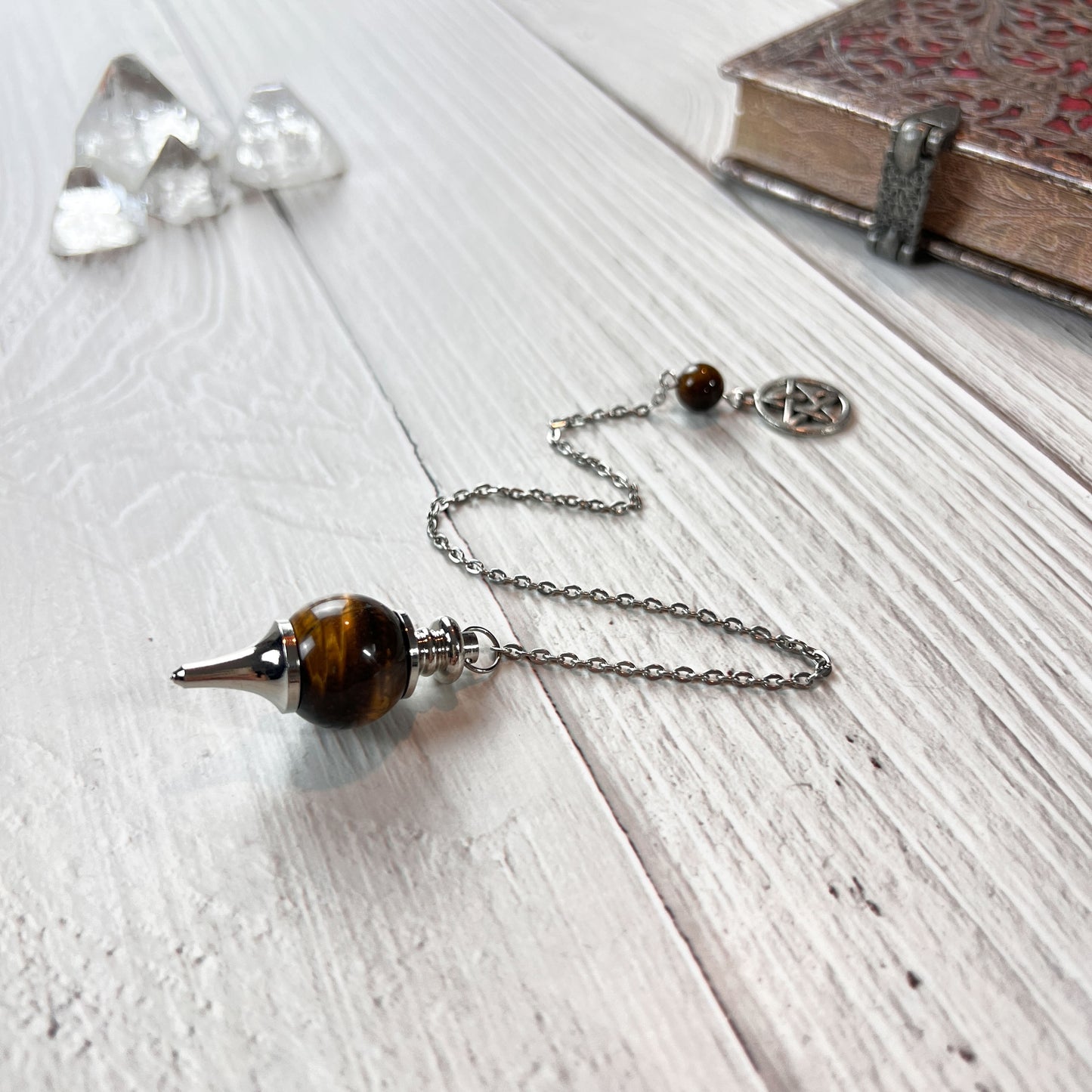 Tiger eye and pentacle Sephoroton dowsing pendulum Baguette Magick
