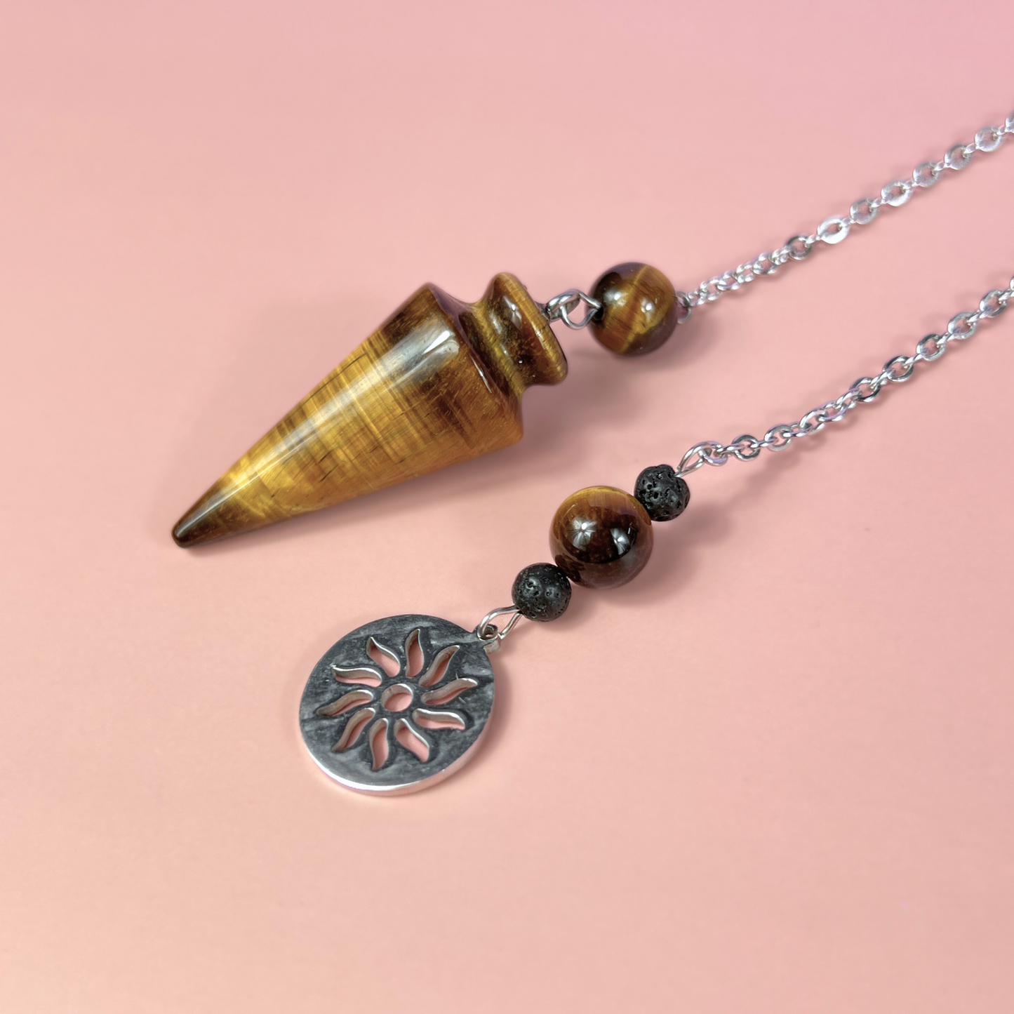 Tiger eye pendulum with a Sun charm Baguette Magick