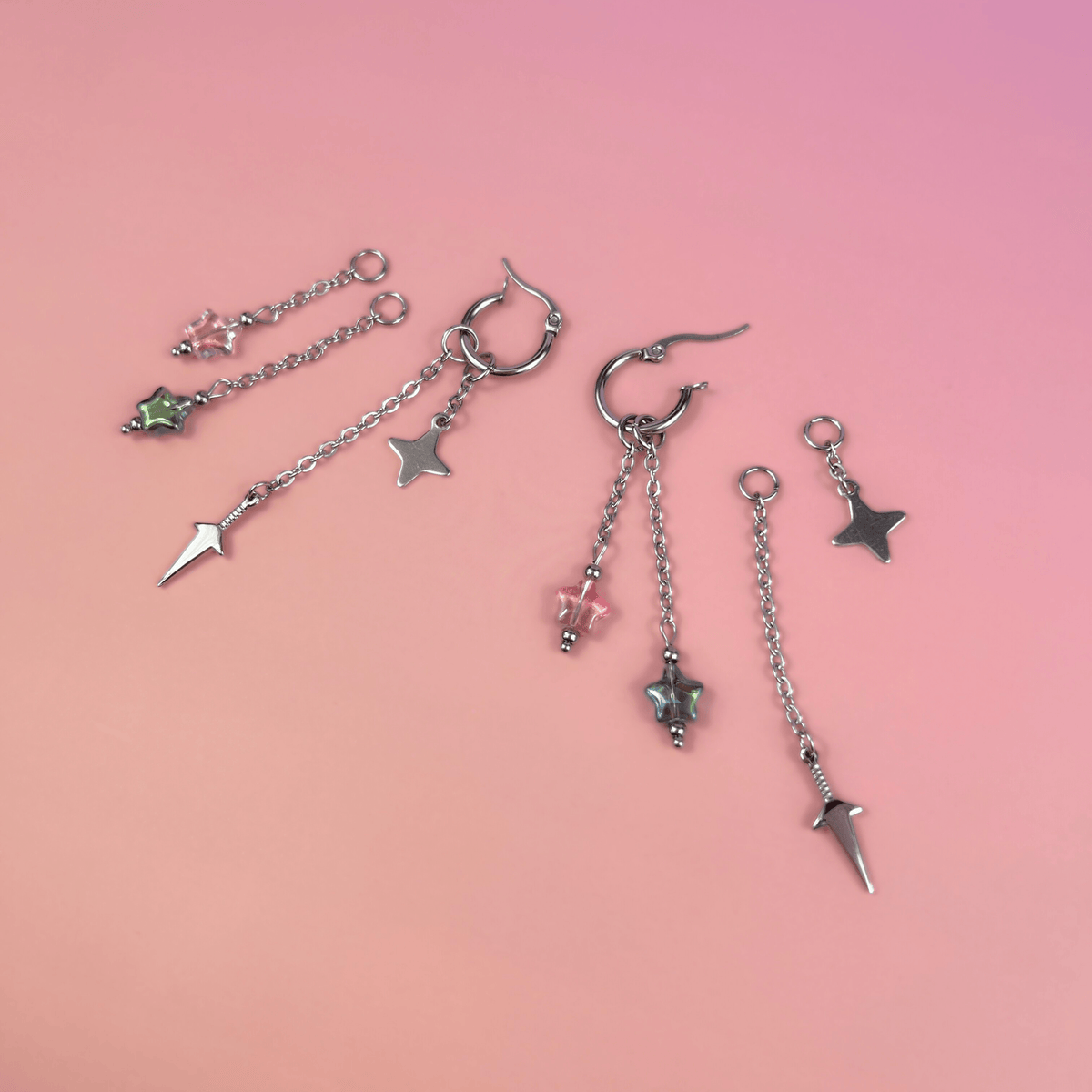 Mix & Match shuriken and kunai hoop earrings Baguette Magick