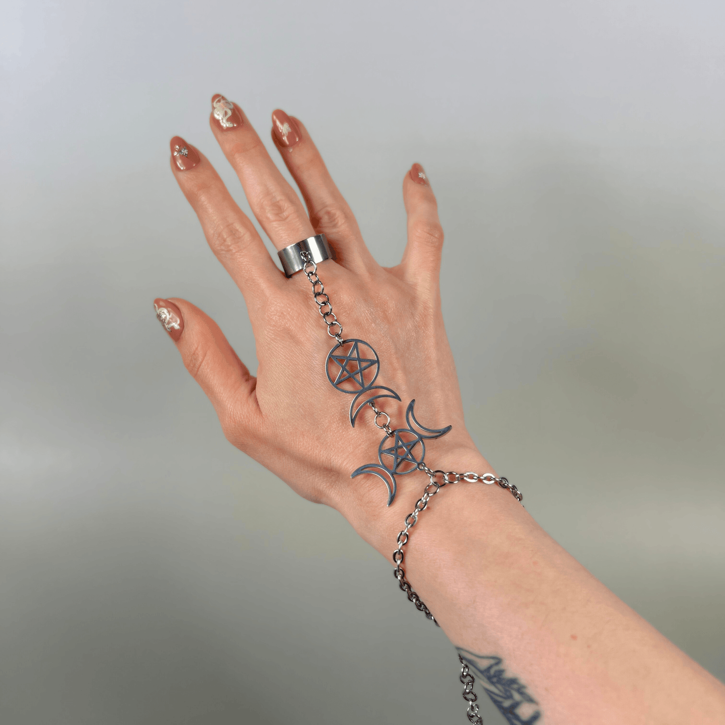 Triple Moon and Horned God ring bracelet Baguette Magick