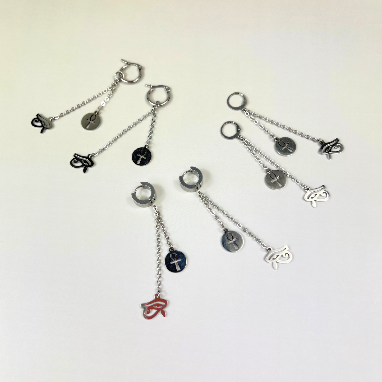 Anhk and Eye of Horus earring, Mono or Pair Baguette Magick