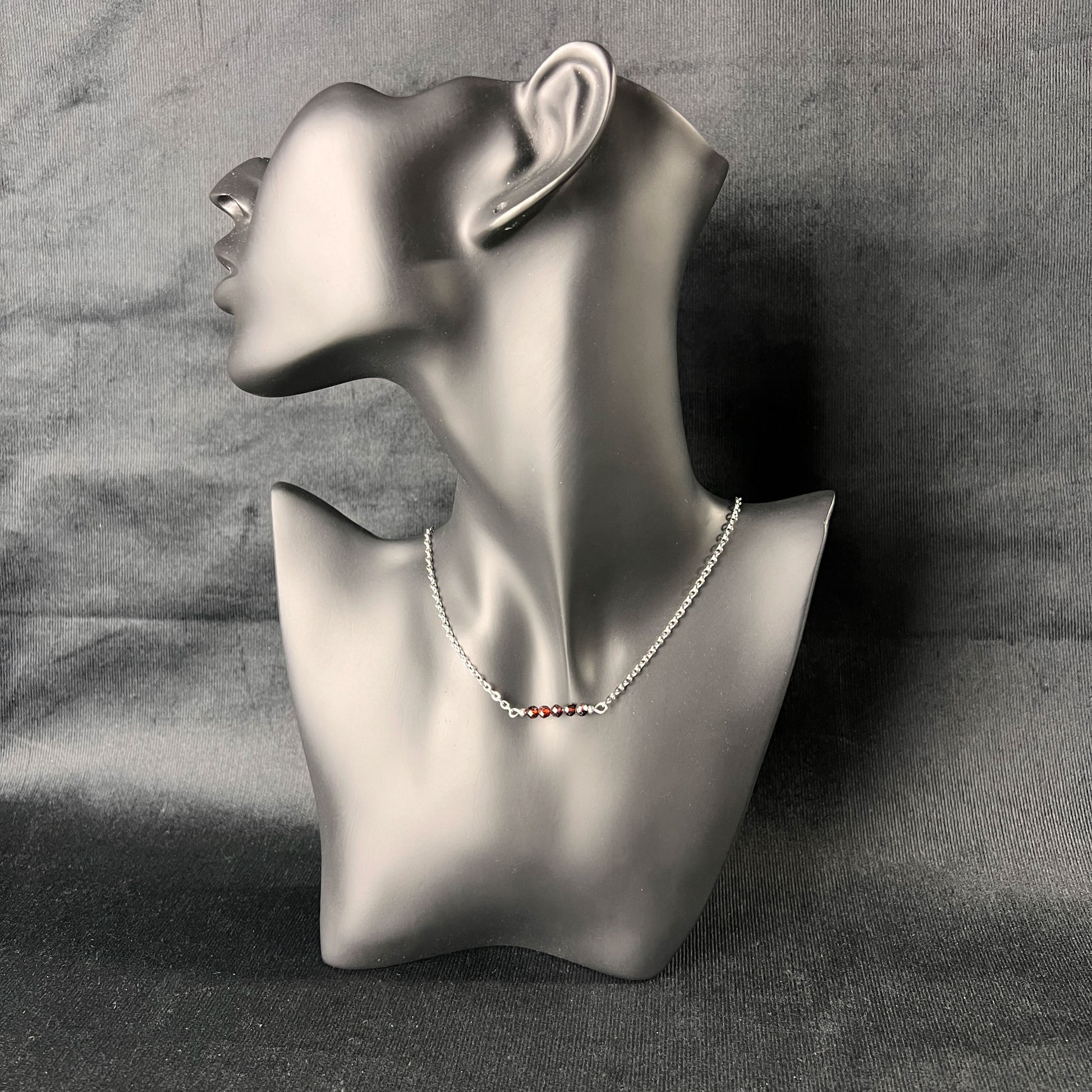 Faceted beads gemstone necklace, hypoallergenic waterproof stainless steel Baguette Magick