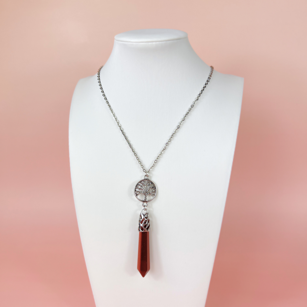 Collier de divination pierre d'or et arbre de vie