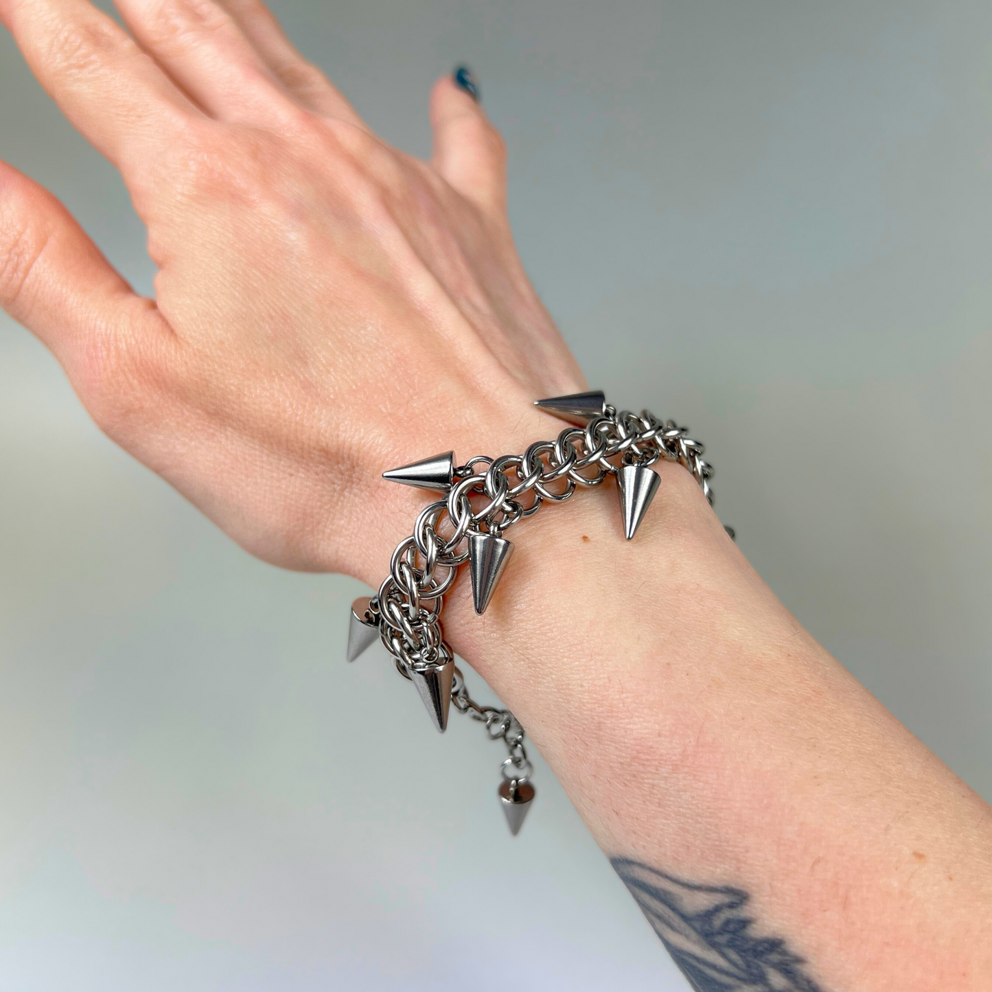 Half Persian spikes chainmail bracelet stainless steel Baguette Magick