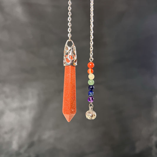 7 chakras goldstone pendulum with a lotus seed Baguette Magick