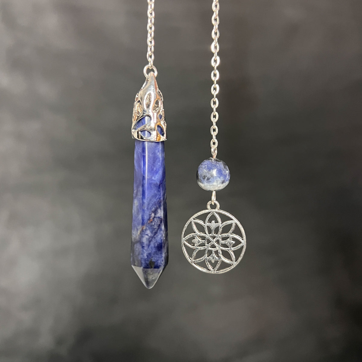 Sodalite and floral mandala pendulum Baguette Magick