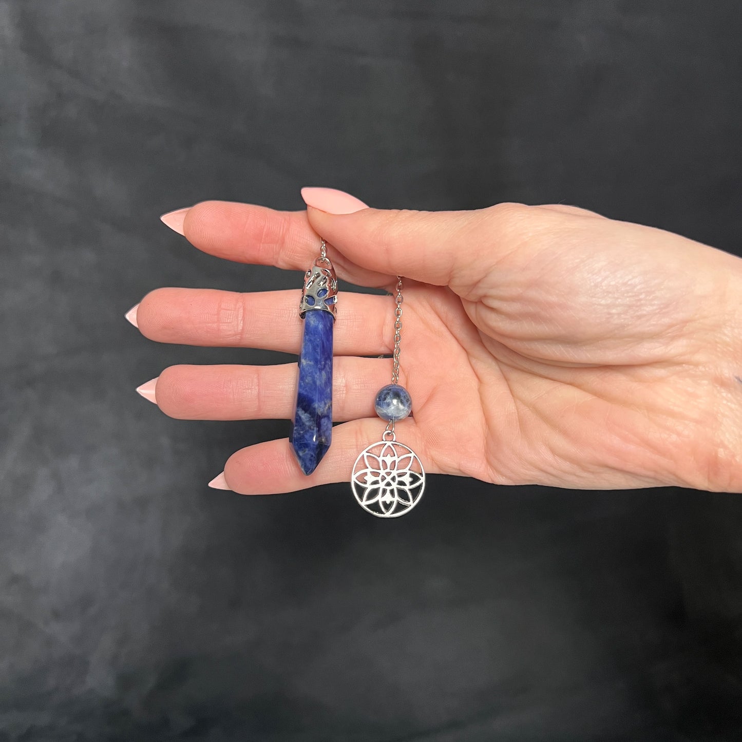 Sodalite and floral mandala pendulum Baguette Magick