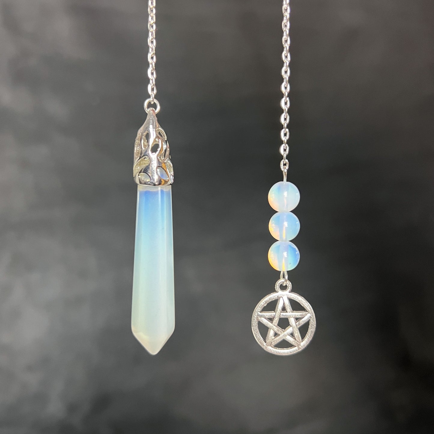 Opalite and pentacle dowsing spiritual pendulum Baguette Magick