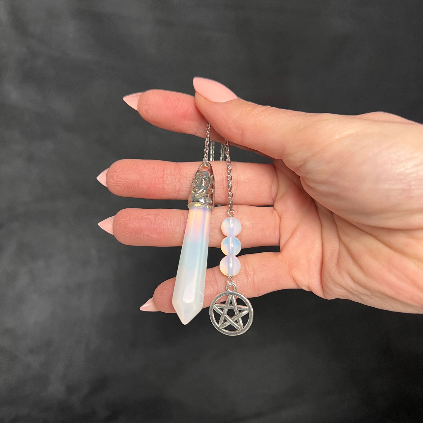 Opalite and pentacle dowsing spiritual pendulum Baguette Magick