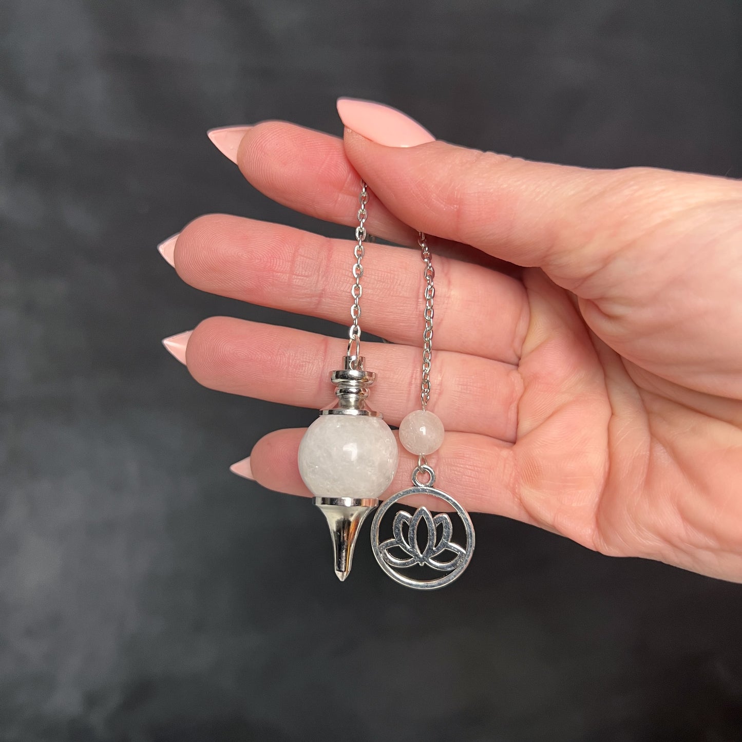 Clear quartz and lotus Sephoroton dowsing pendulum Baguette Magick
