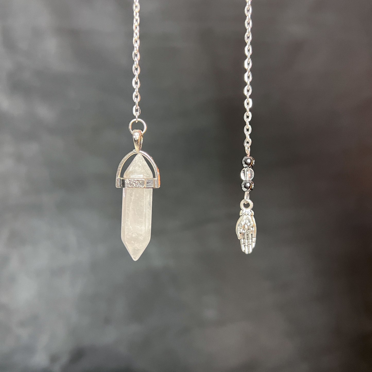 Quartz and hematite hand pendulum Baguette Magick