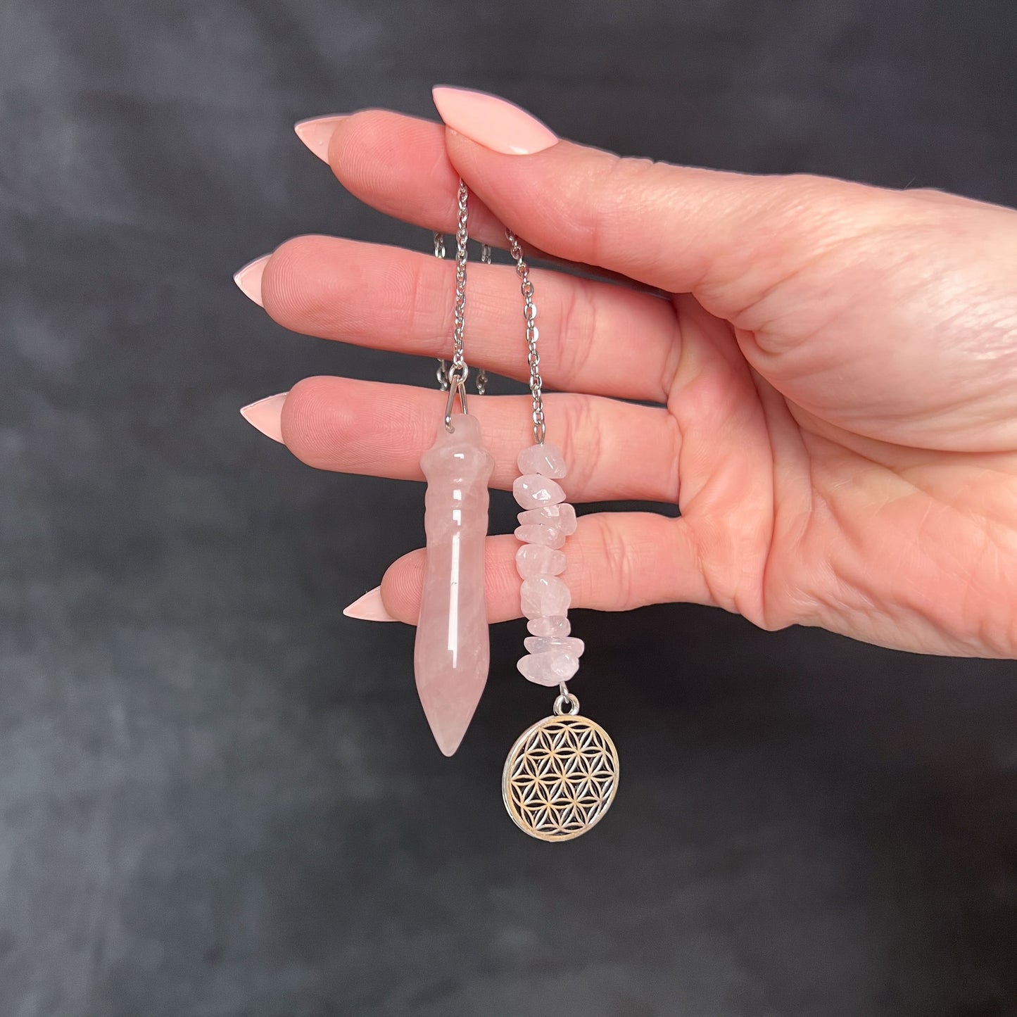 Egyptian Thot pendulum rose quartz and flower of life Baguette Magick