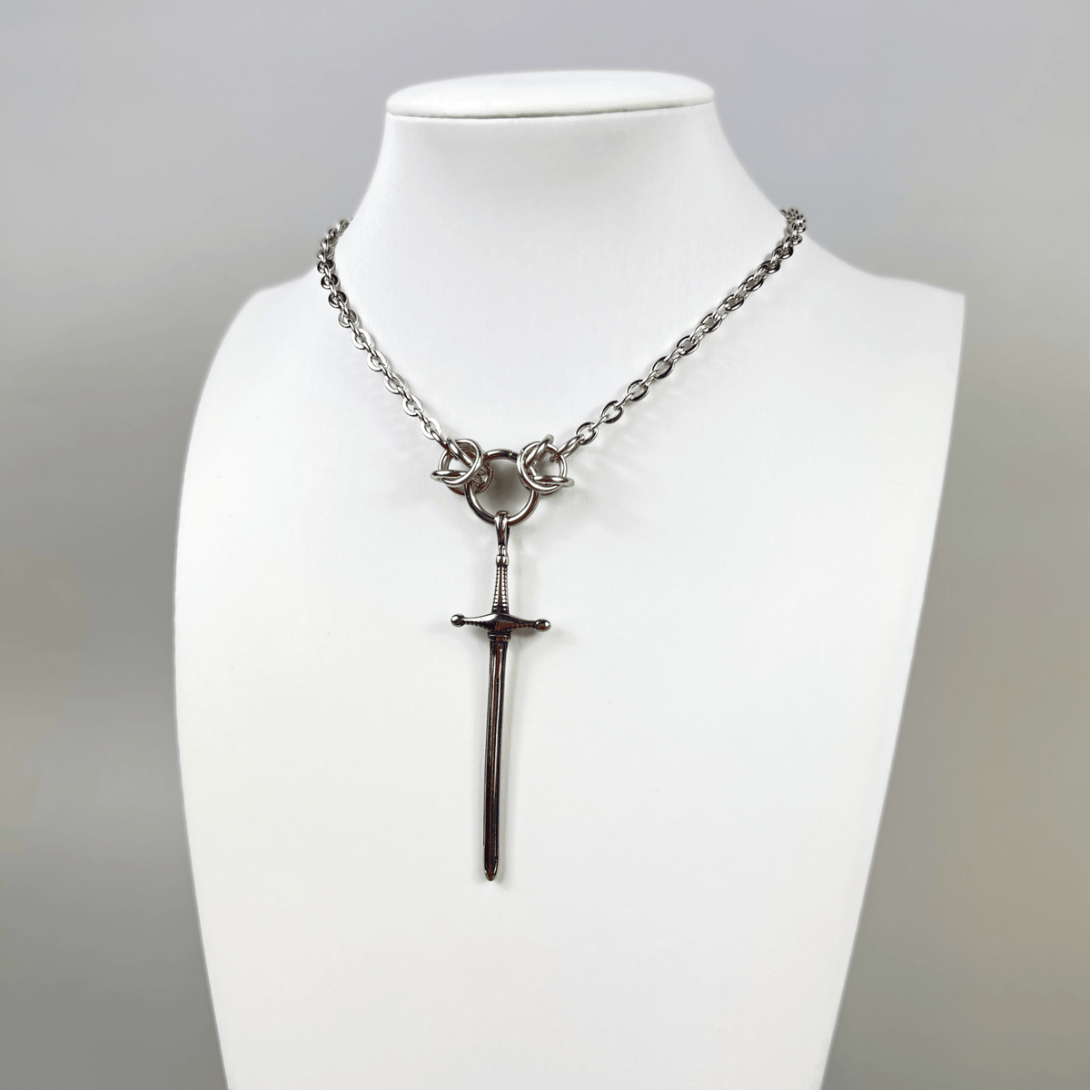 Chunky sword necklace with Byzantine accents