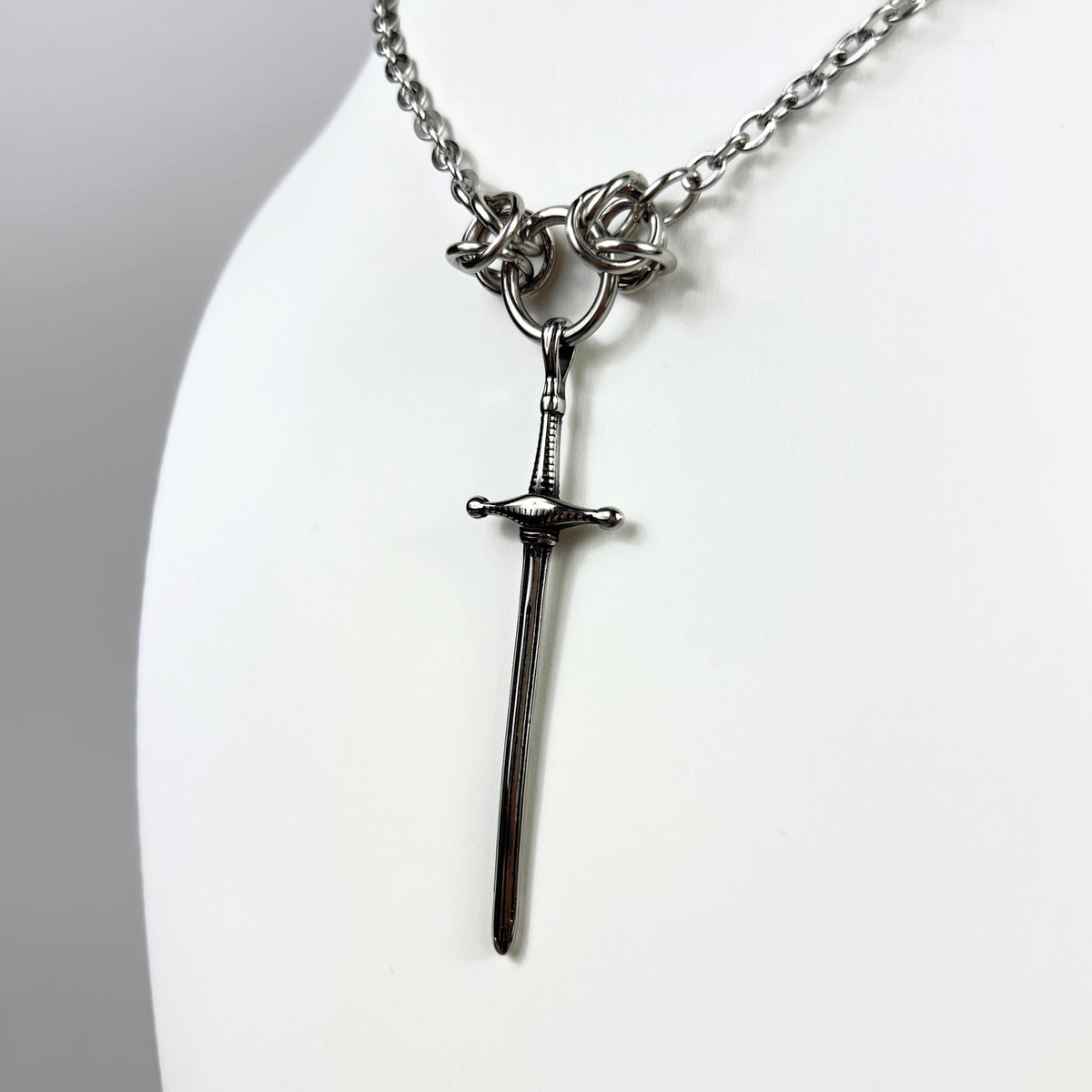 Chunky sword necklace with Byzantine accents