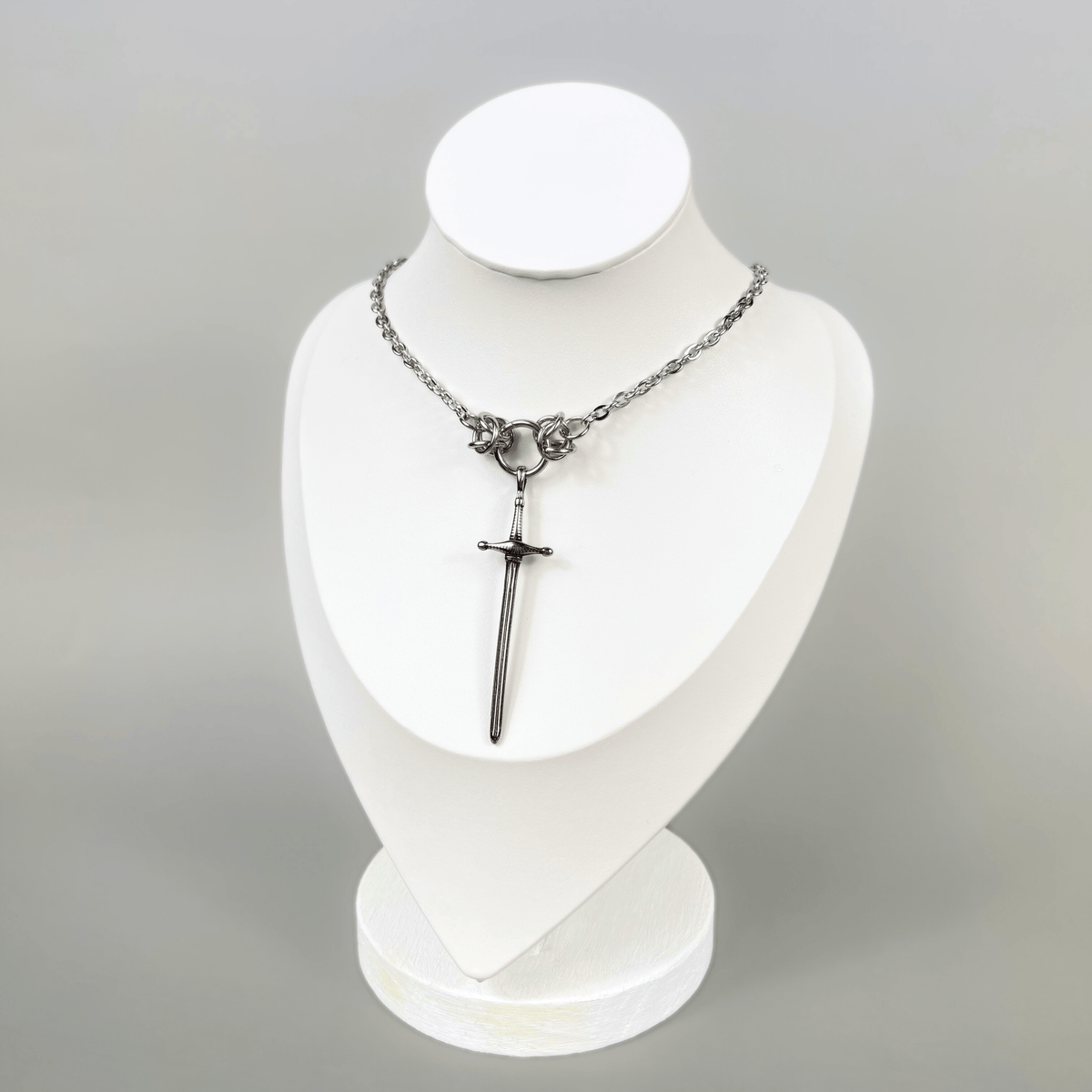 Chunky sword necklace with Byzantine accents