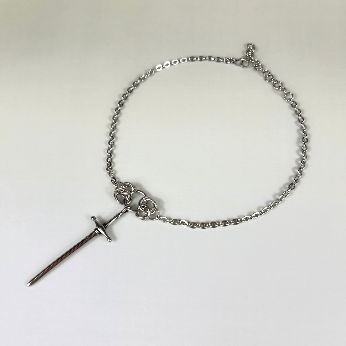 Chunky sword necklace with Byzantine accents