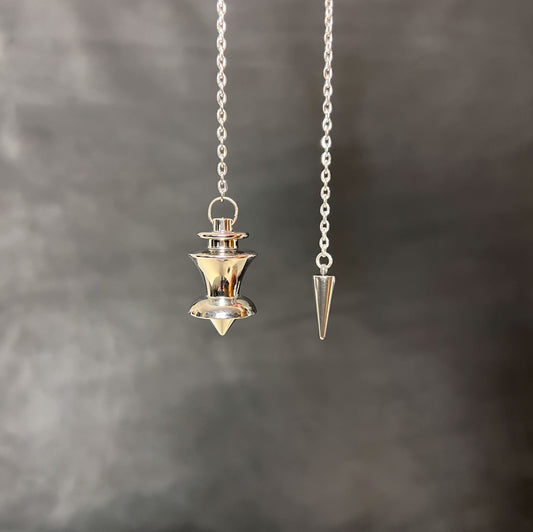 Point and dome dowsing metal pendulum with a spike charm Baguette Magick