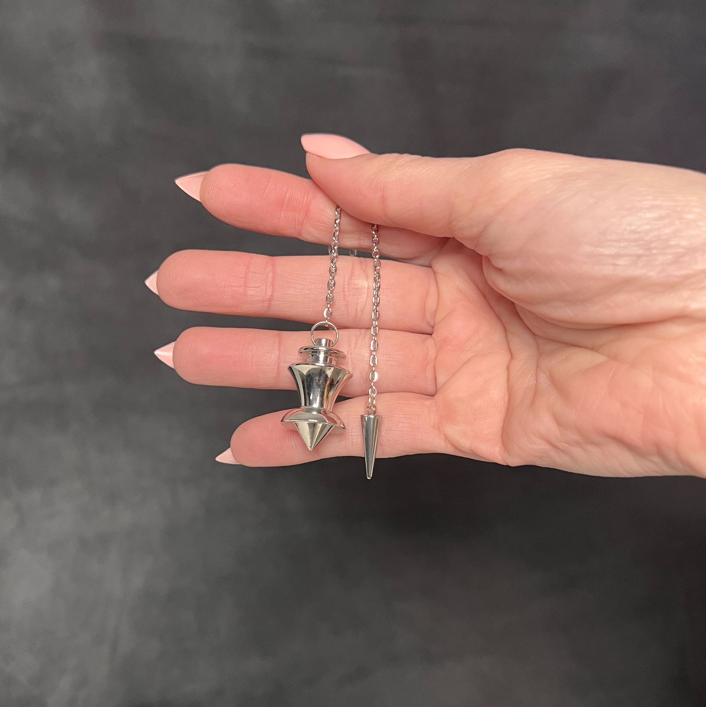 Point and dome dowsing metal pendulum with a spike charm Baguette Magick
