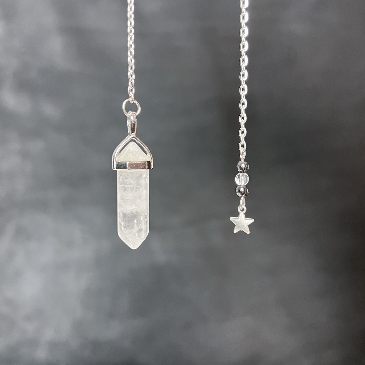 Quartz and hematite star pendulum Baguette Magick
