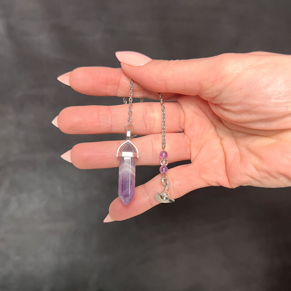 Amethyst and witch pointy hat dowsing divination pendulum Baguette Magick