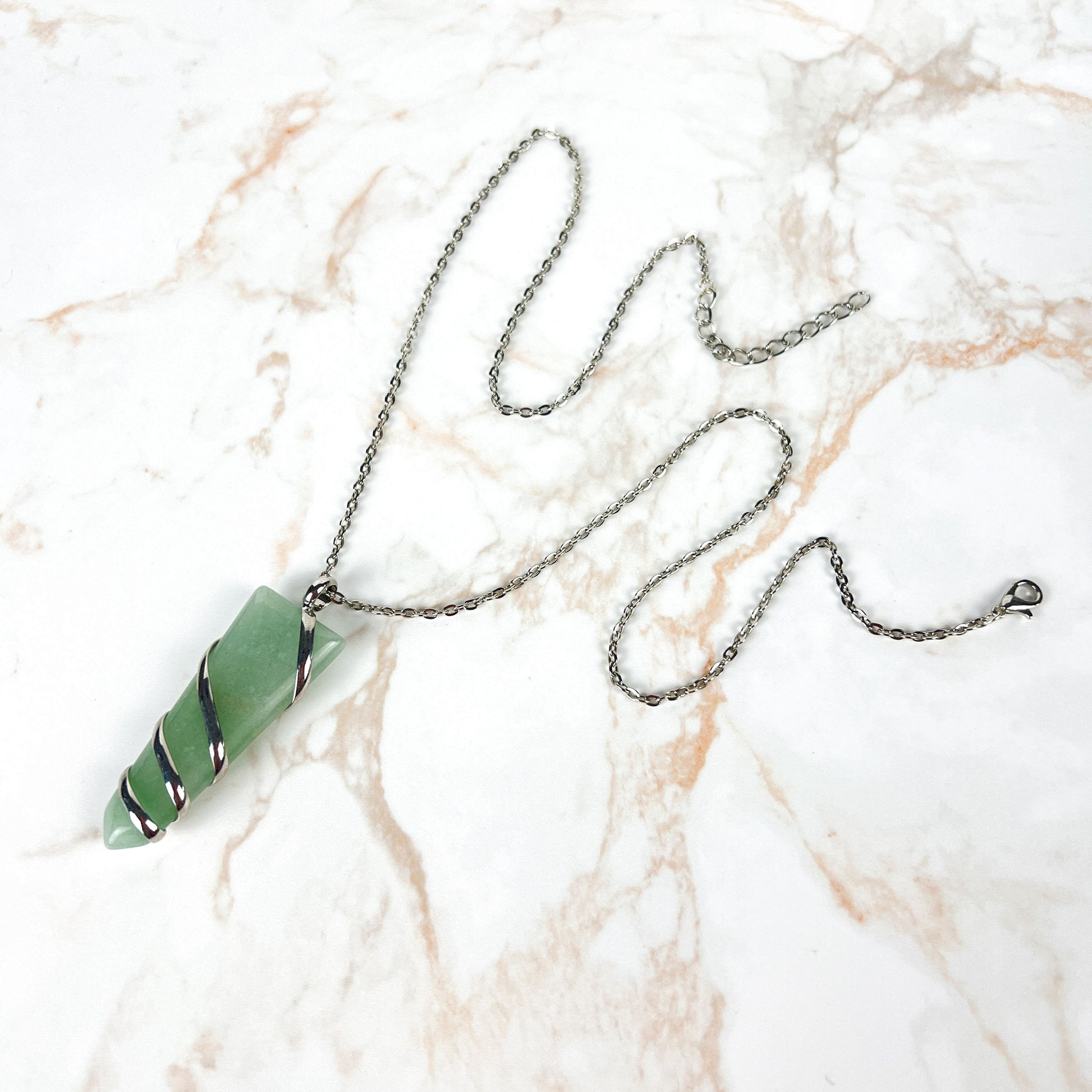 Aventurine spiral triangle necklace Baguette Magick