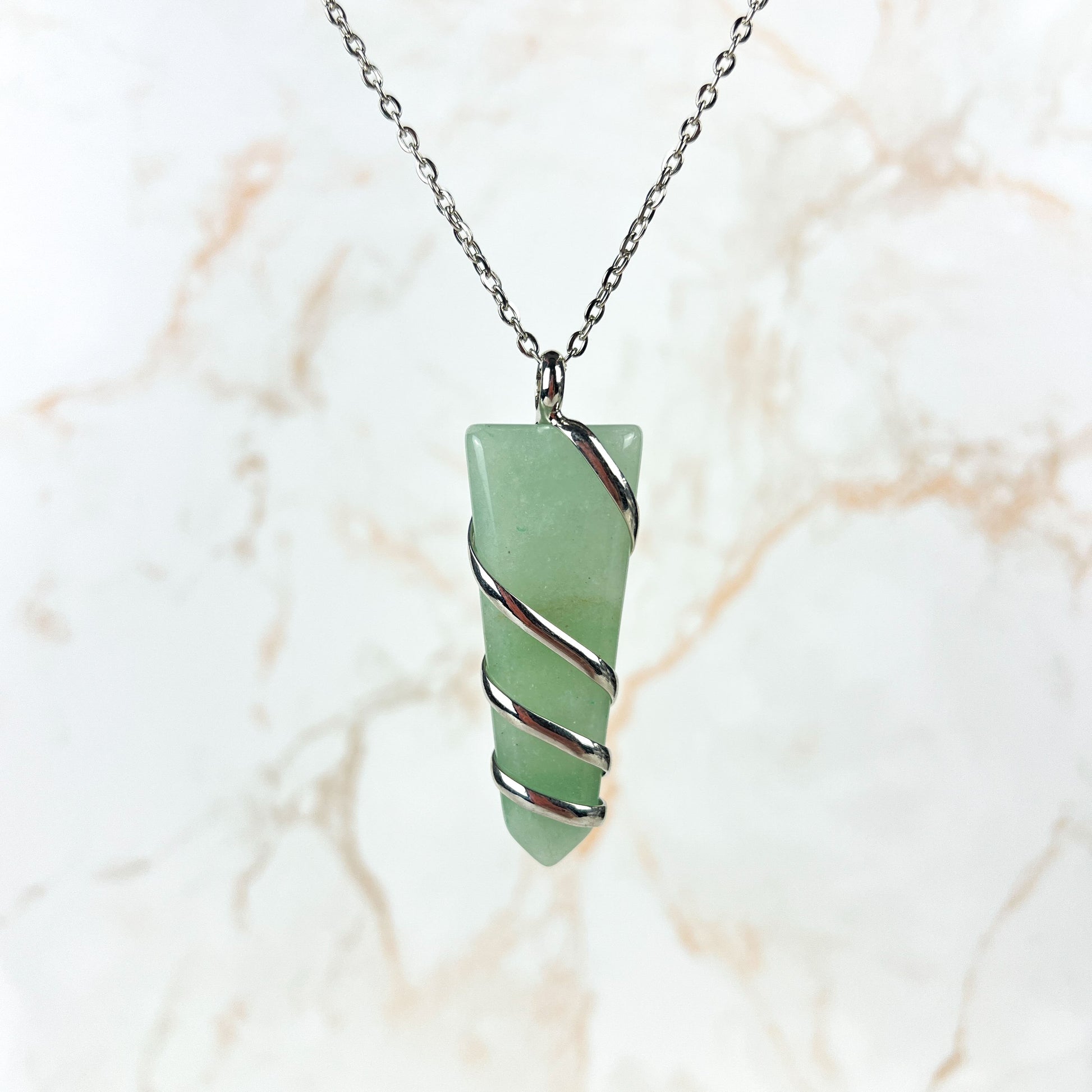 Aventurine spiral triangle necklace Baguette Magick