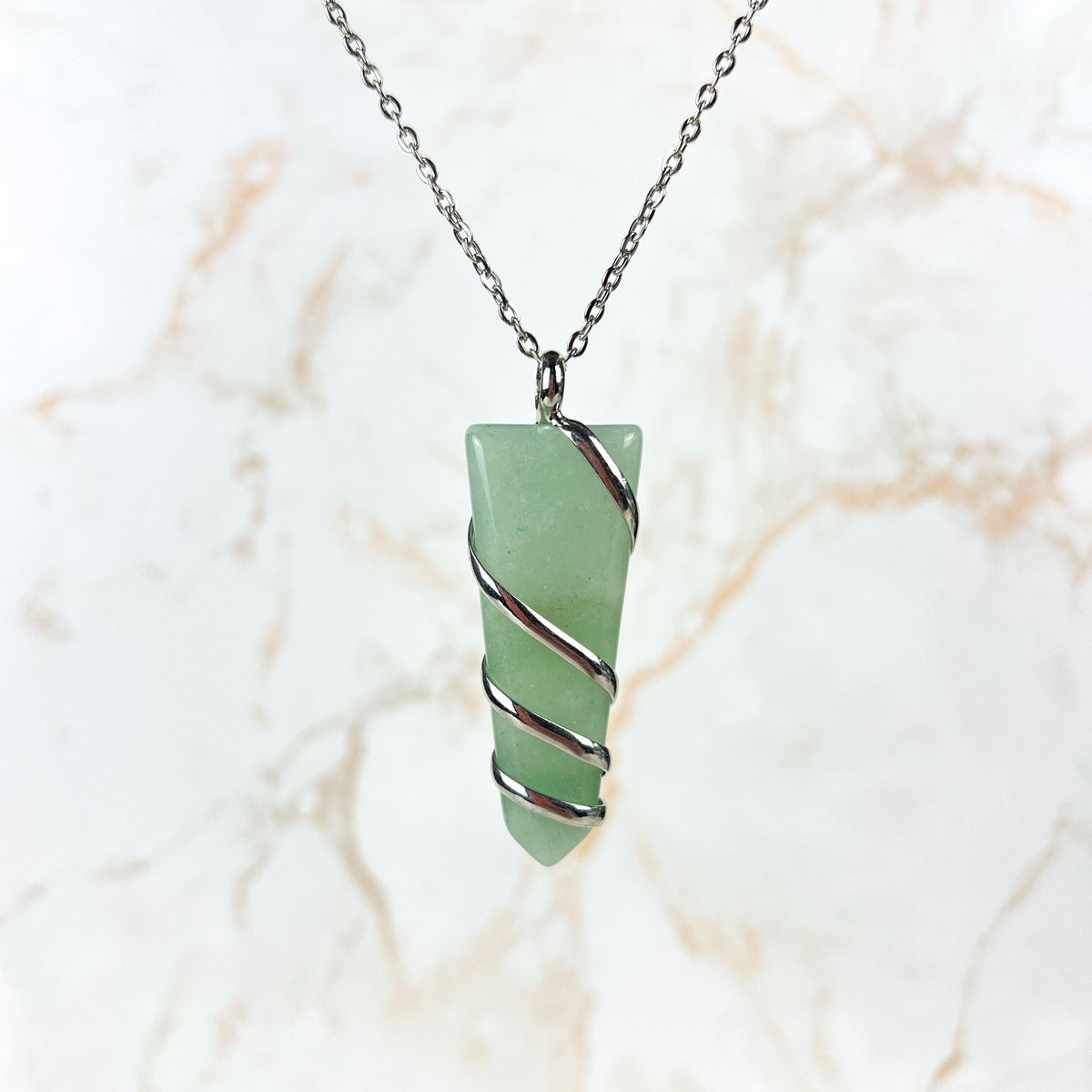 Aventurine spiral triangle necklace Baguette Magick
