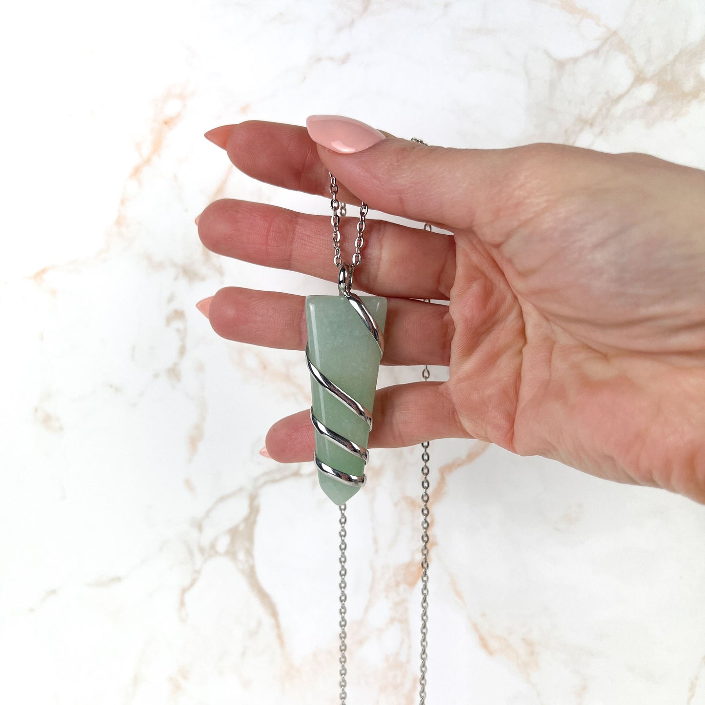 Aventurine spiral triangle necklace Baguette Magick
