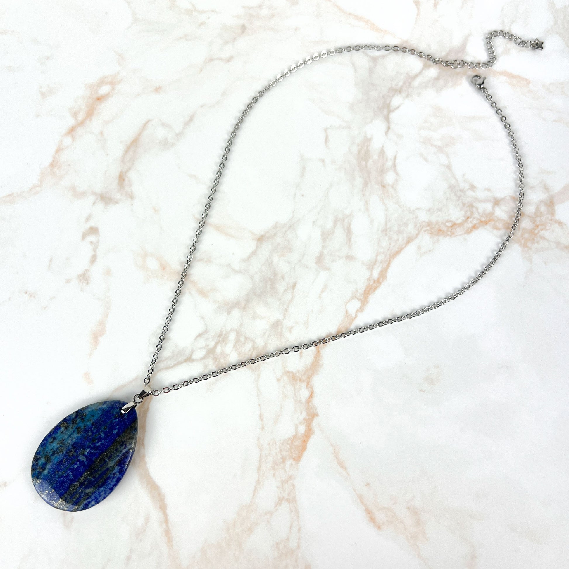 Lapis lazuli stainless steel pendant necklace Baguette Magick