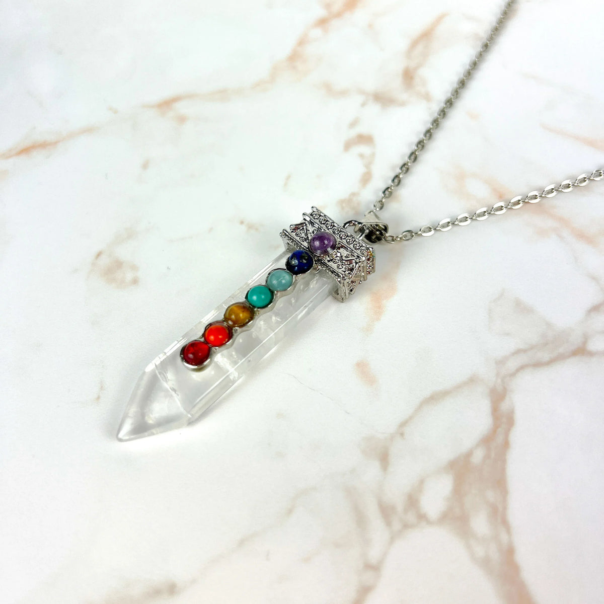 7 chakras quartz spiritual necklace Baguette Magick
