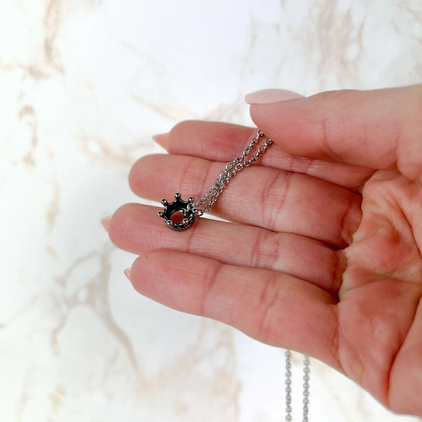 3D Crown fantasy necklace, stainless steel Baguette Magick