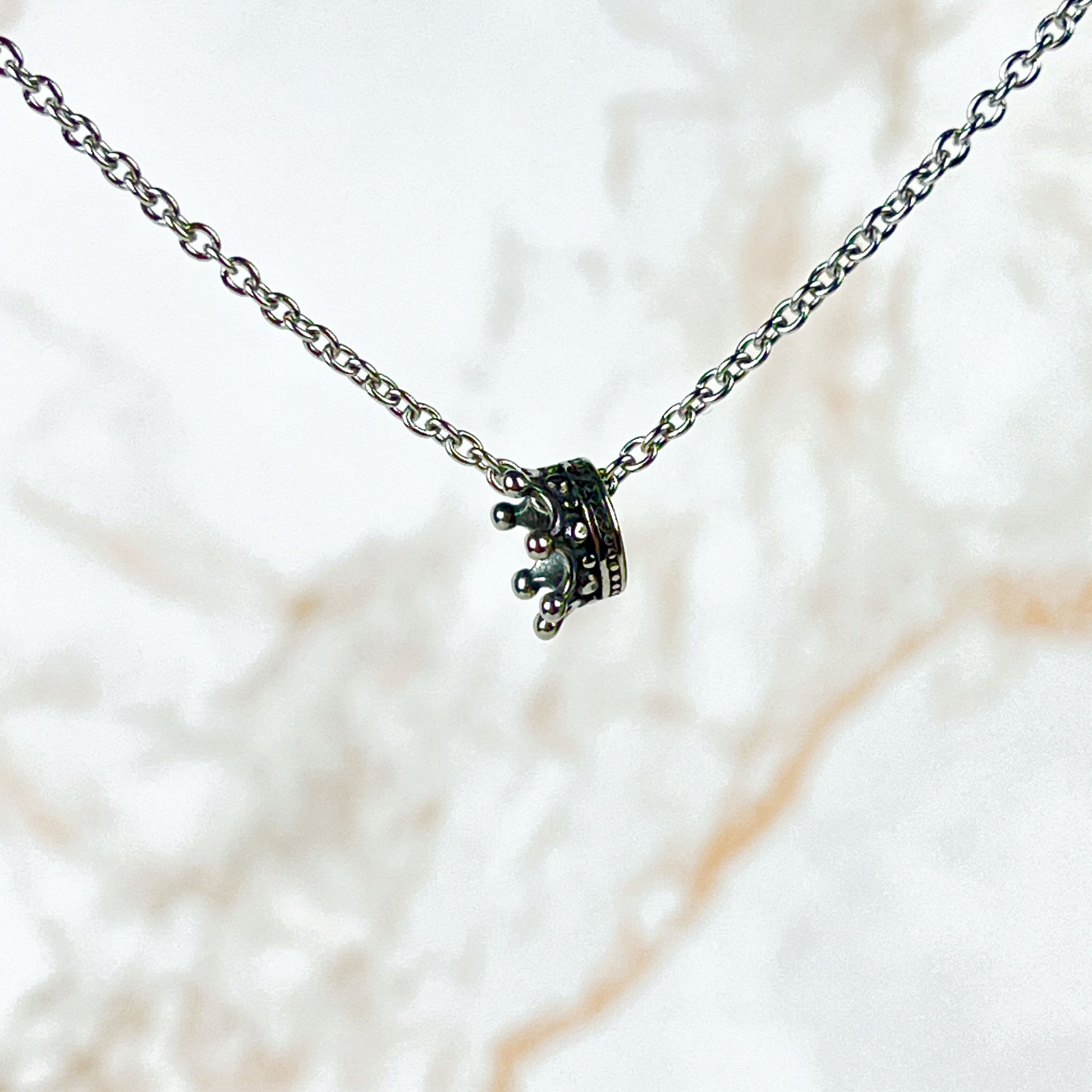 3D Crown fantasy necklace, stainless steel Baguette Magick