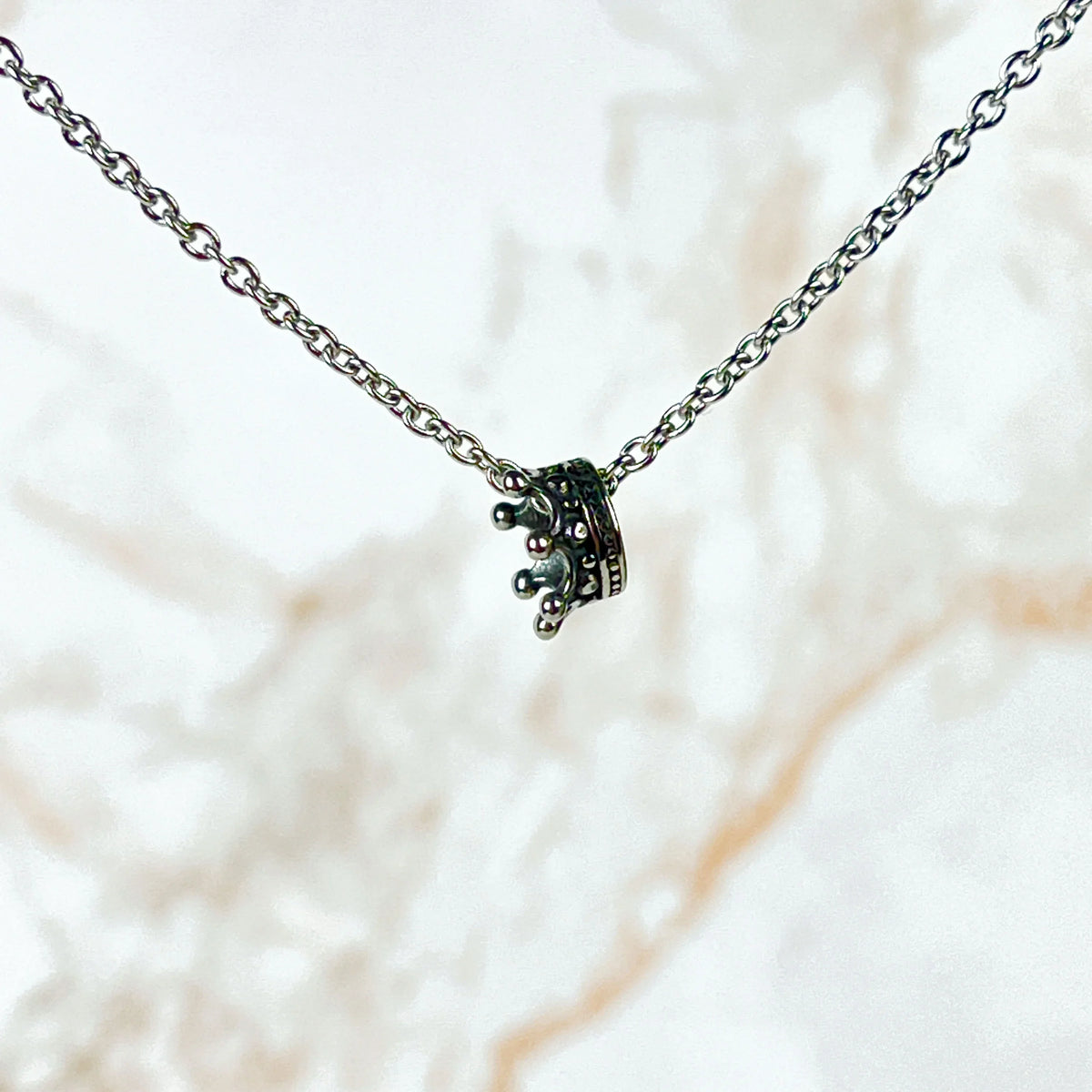 3D Crown fantasy necklace, stainless steel Baguette Magick
