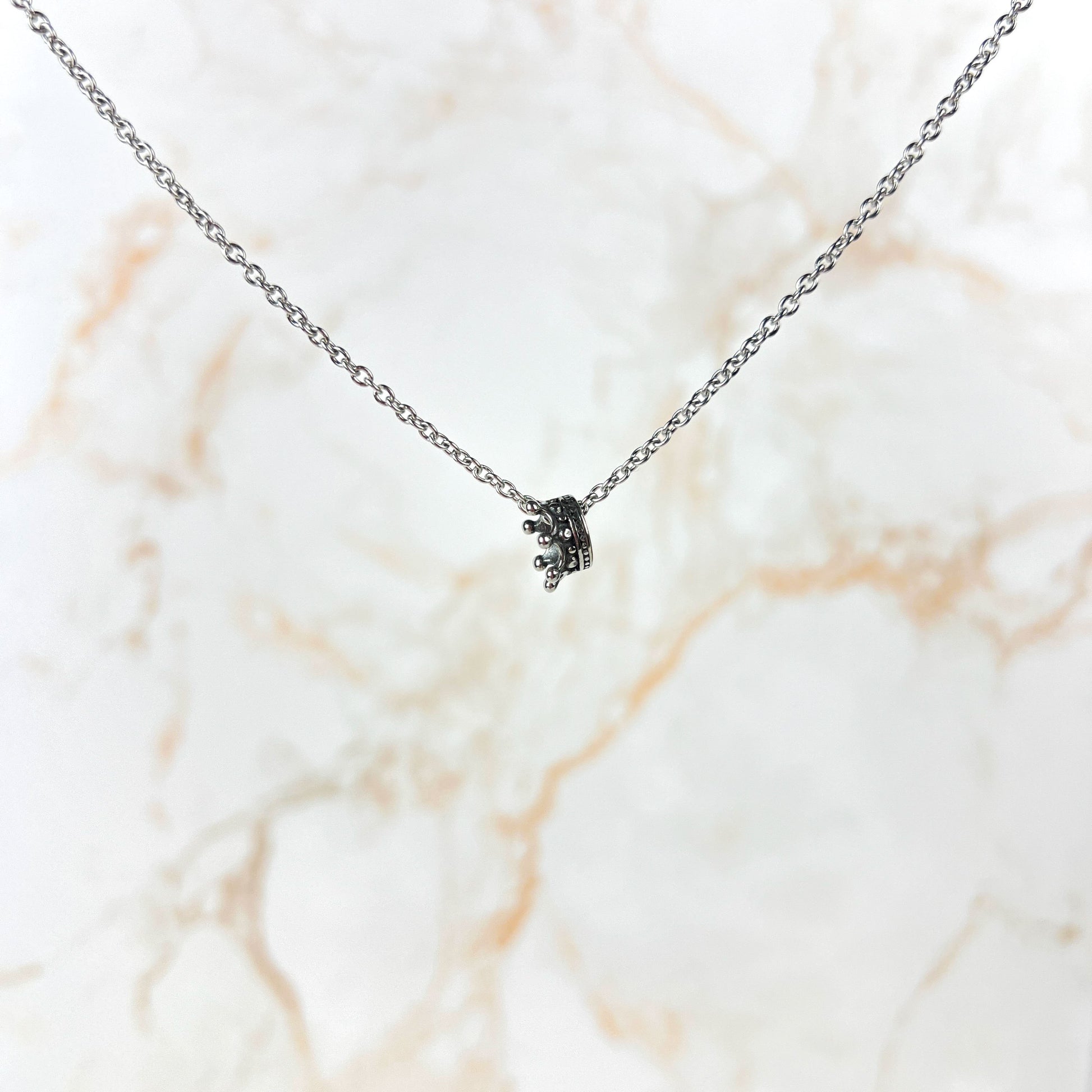 3D Crown fantasy necklace, stainless steel Baguette Magick