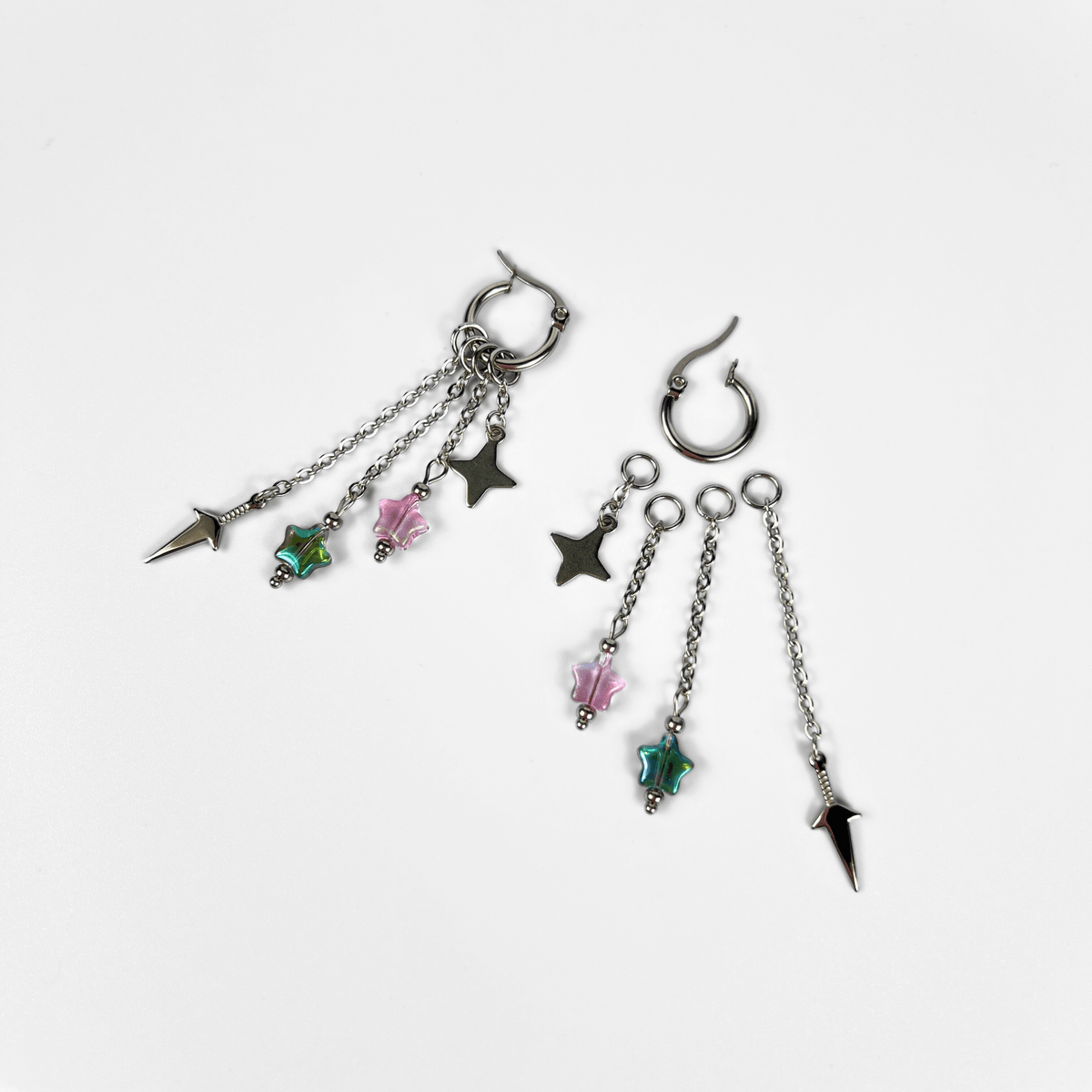 Boucles d'oreilles créoles shuriken et kunai à assortir