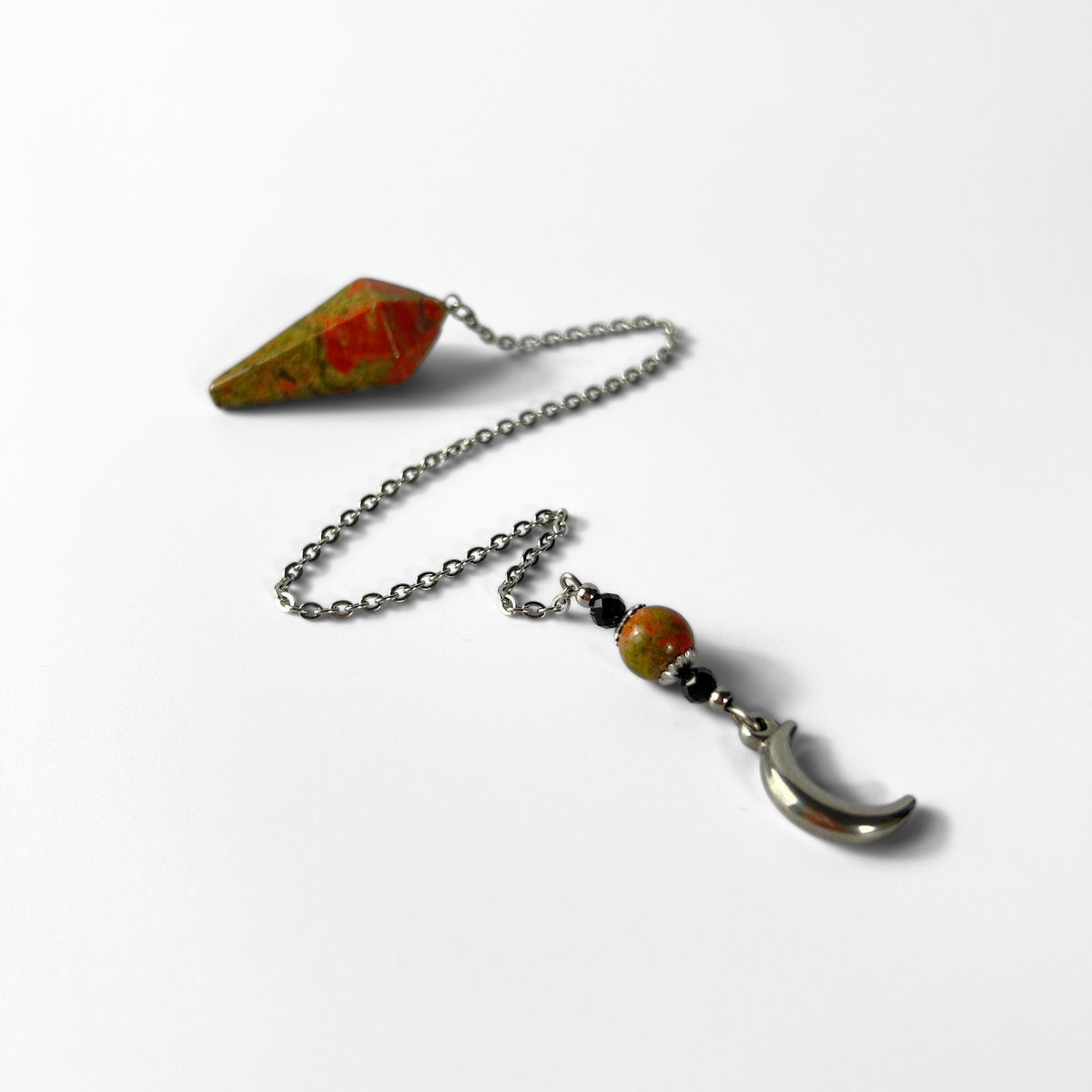 Le pendule mystérieux du clair de lune, Unakite, Onyx