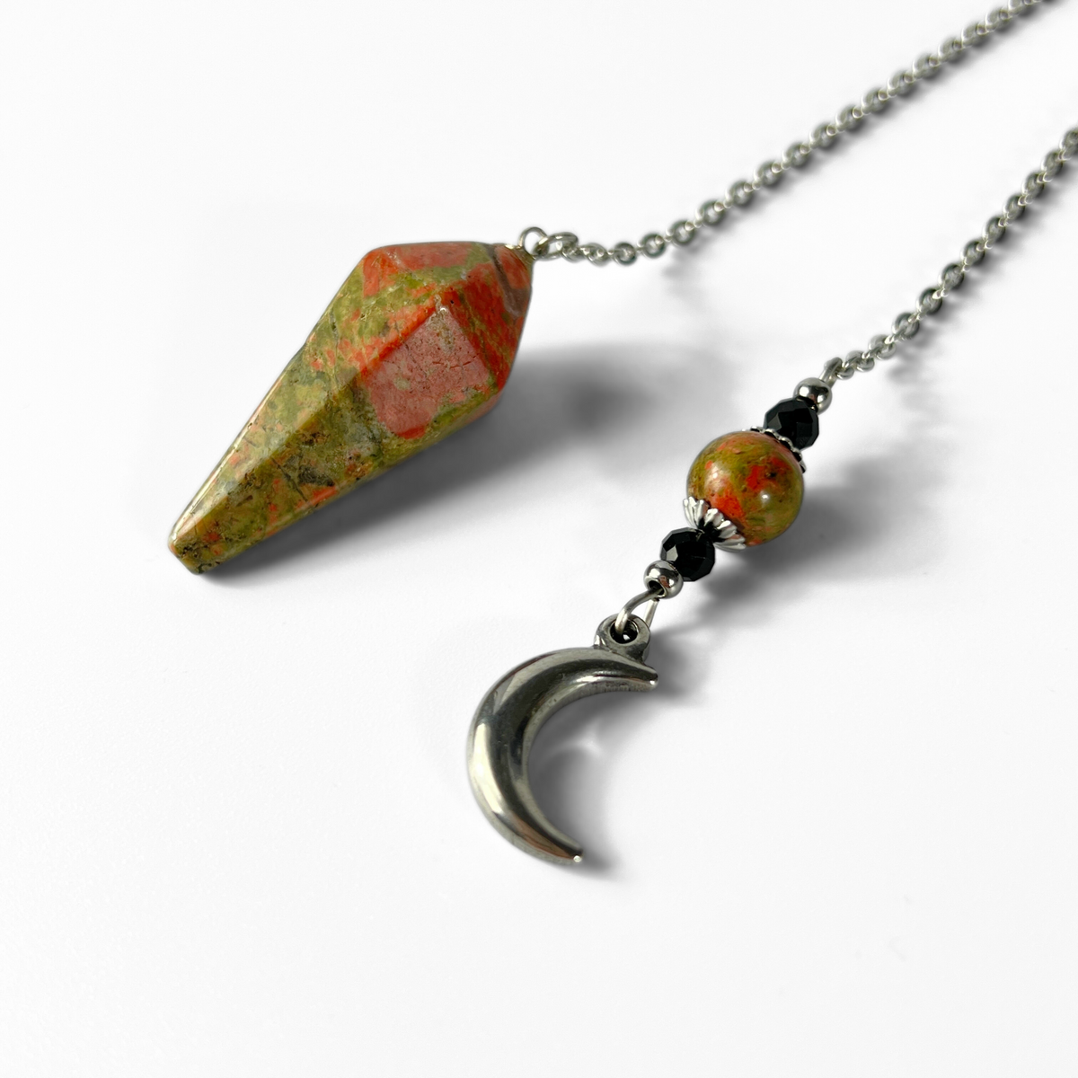 Le pendule mystérieux du clair de lune, Unakite, Onyx