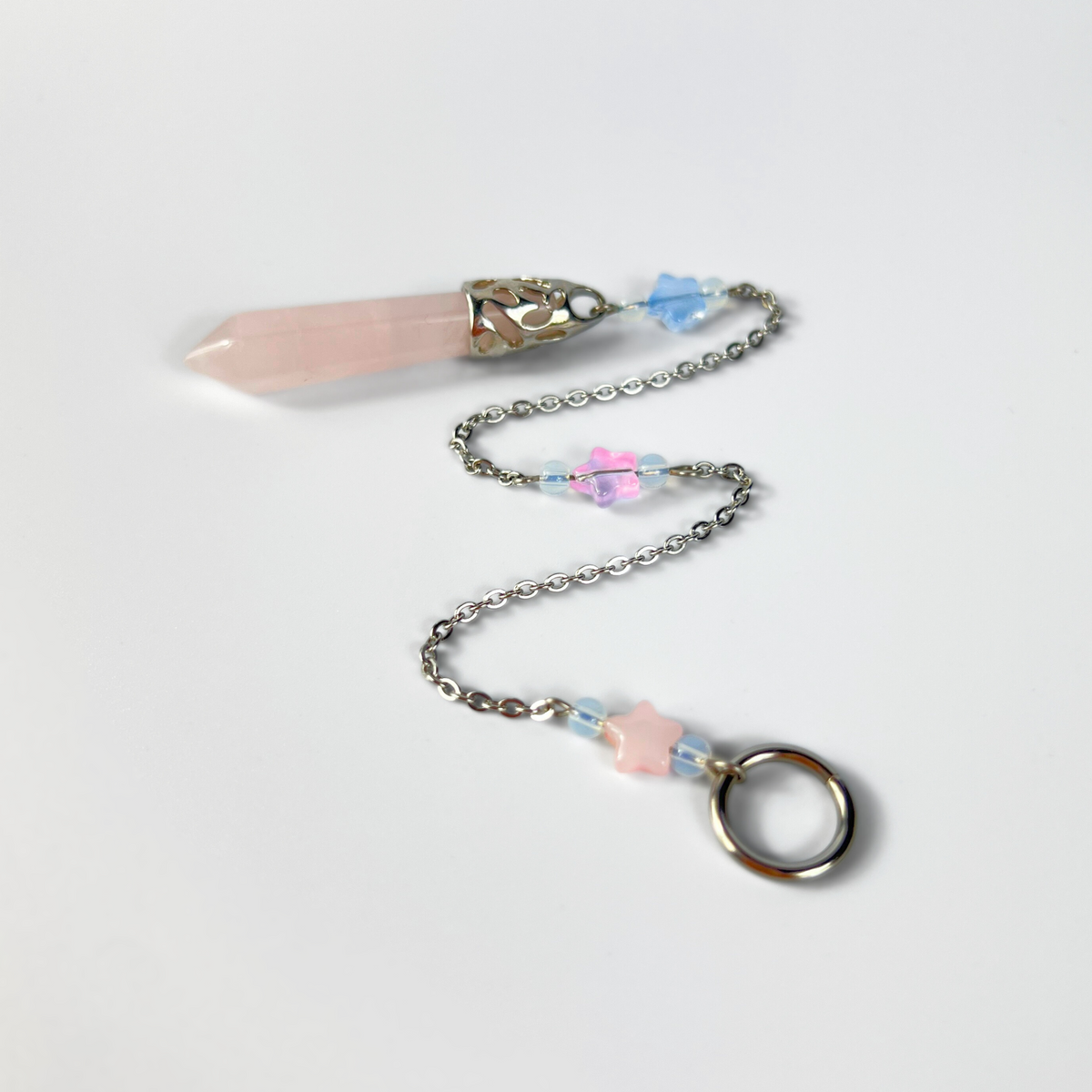 Rose quartz and Opalite stars pendulum Baguette Magick