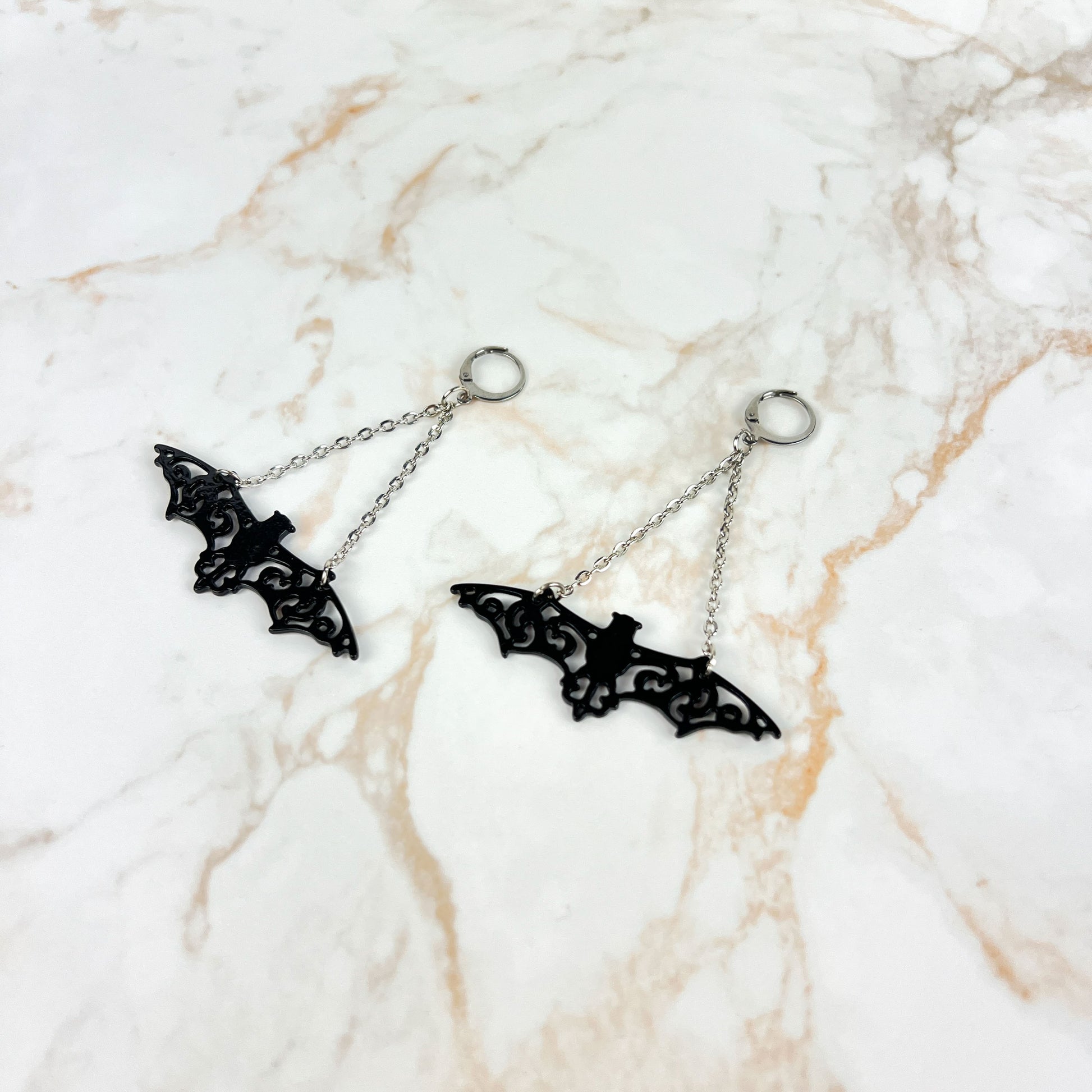 Black bats Halloween earrings Baguette Magick