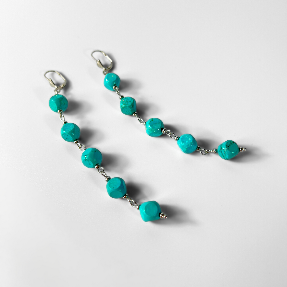 Long dangle & drop turquoise earrings Baguette Magick