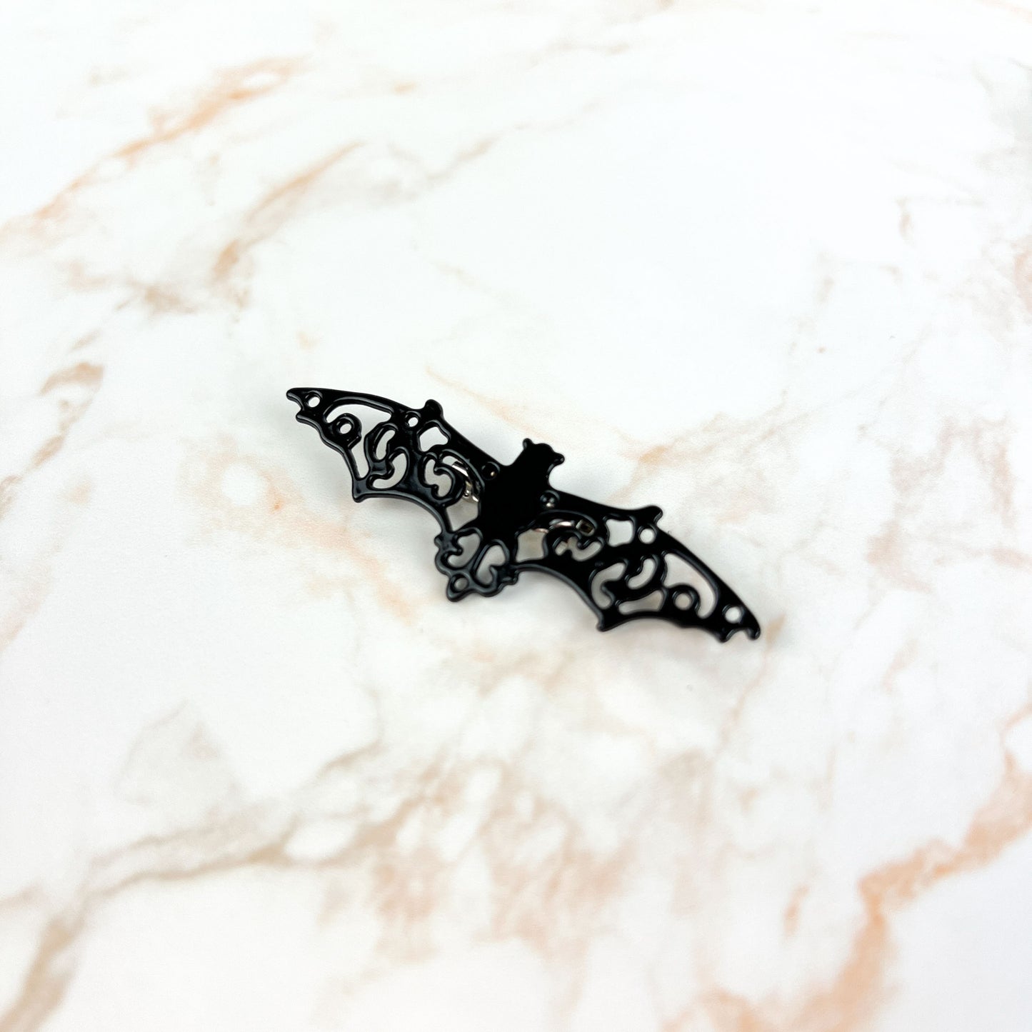Gothic black bat brooch