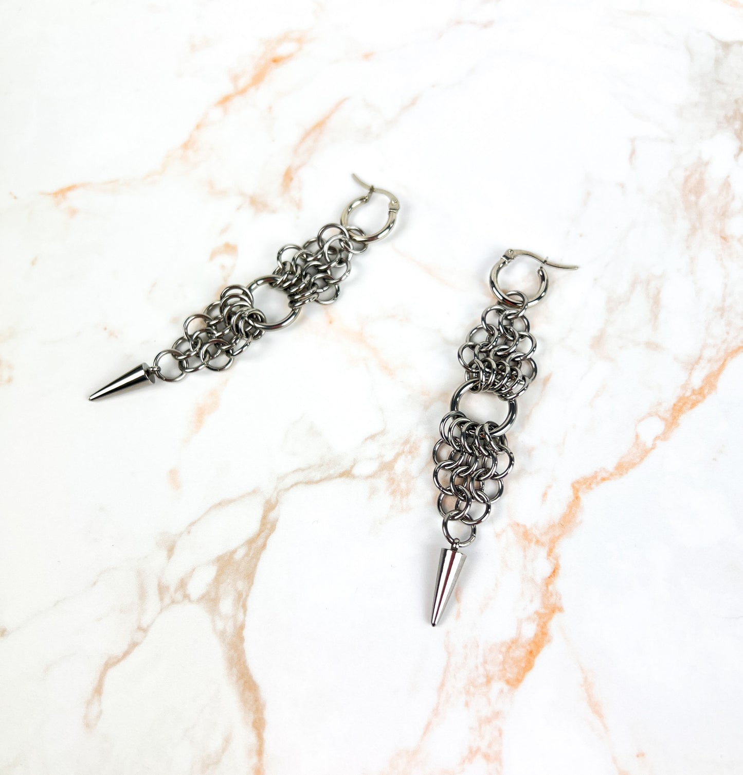 European 4 in 1 chainmail earrings made of stainless steel Baguette Magick