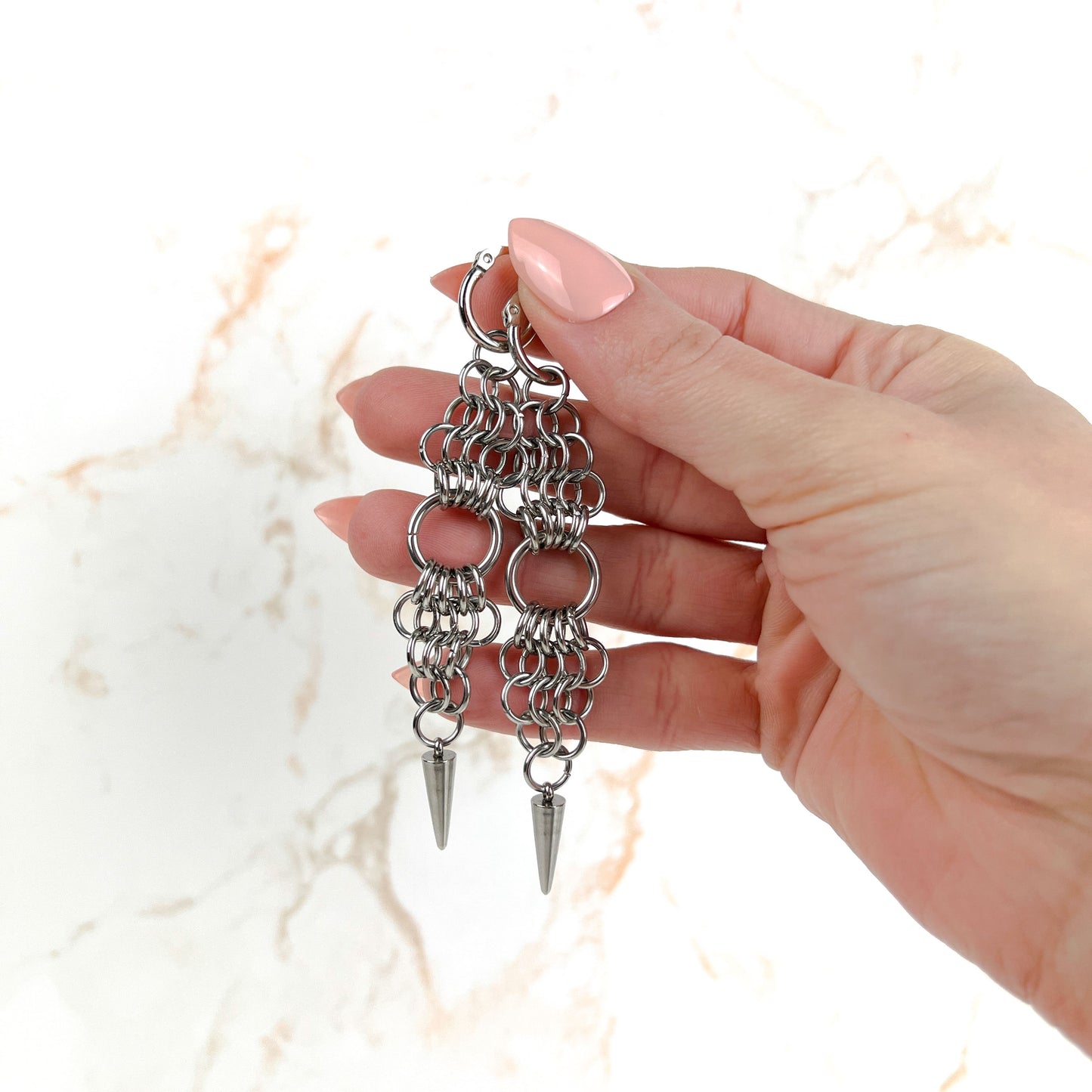 European 4 in 1 chainmail earrings made of stainless steel Baguette Magick